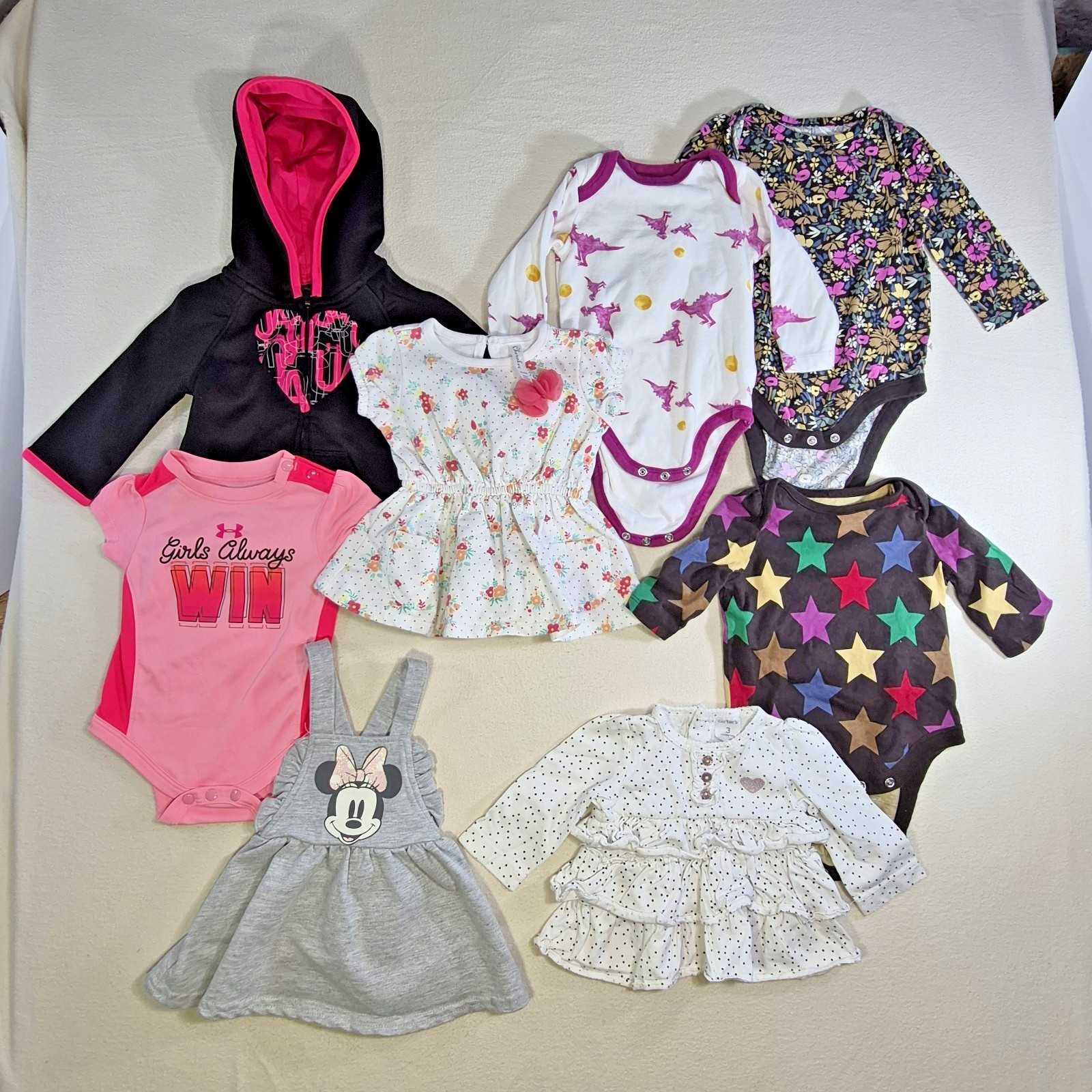 Baby Girl Clothes Lot – 0-3 Months + 3-6 Months Disney, Under Armour – 8 Piece