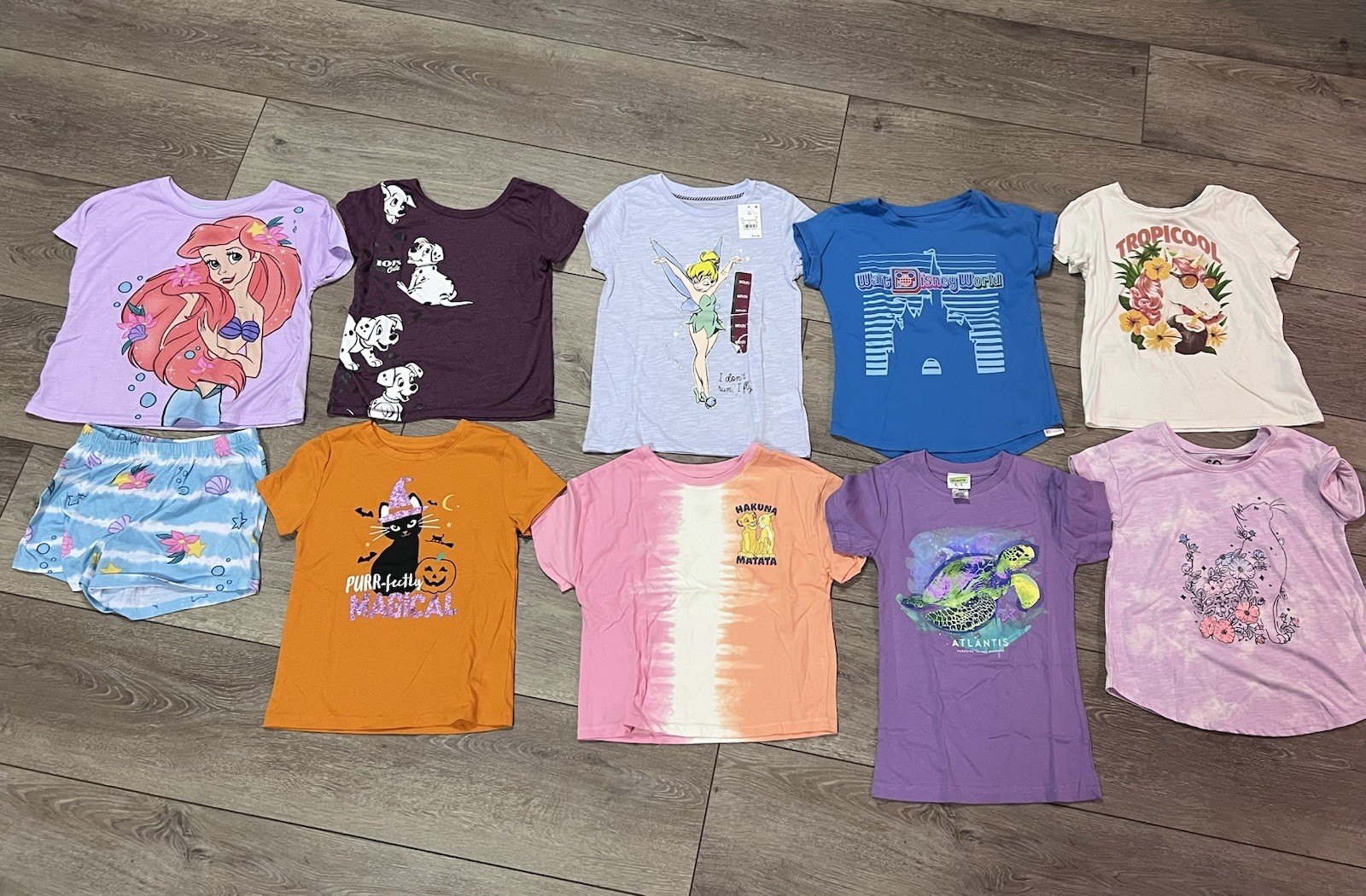 Girls Lot of 10 Clothes Sizes 7/8 Assorted Brands and Colors with Disney Brands