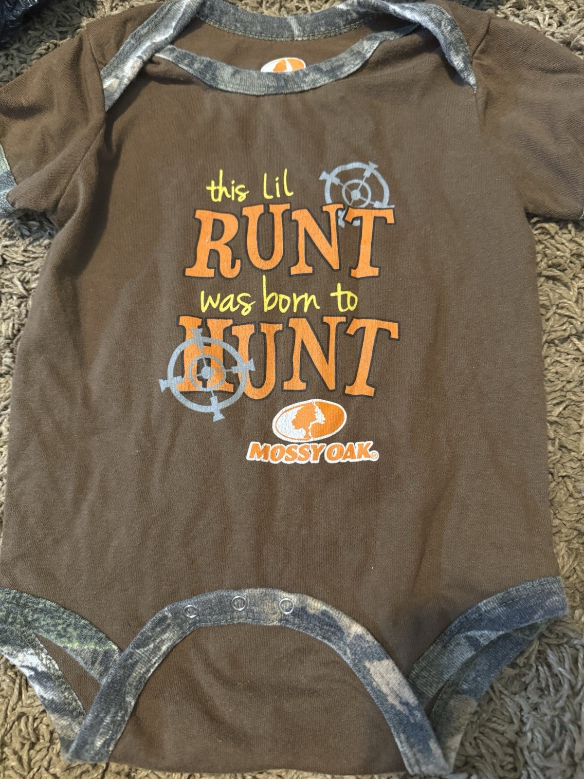 Mossy Oak Carhartt Baby Boy 18M Cotton Camo bodysuits Lot of 5 Hunting Fishing