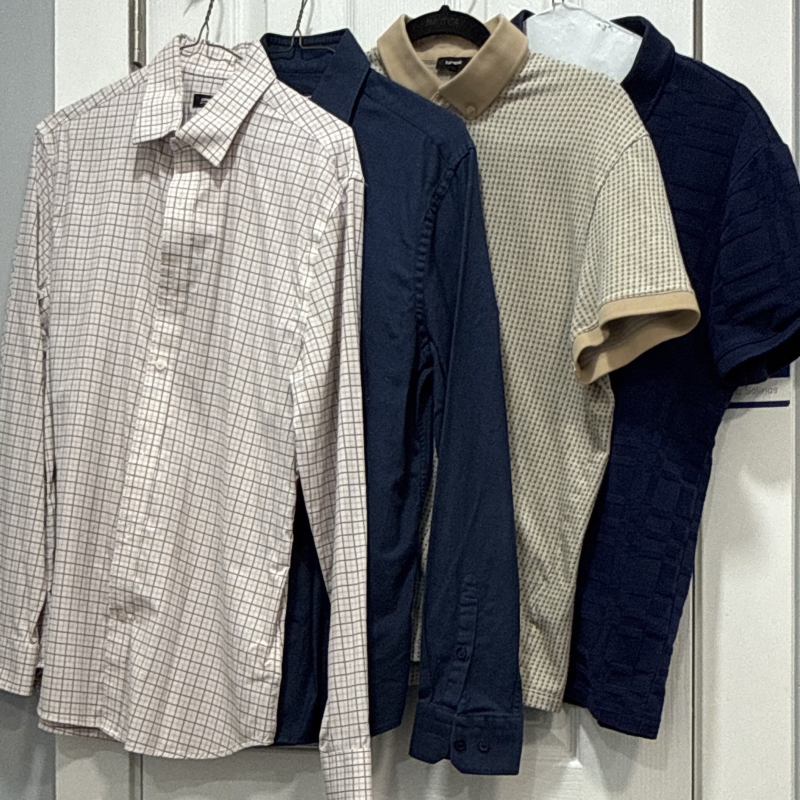 Express Men’s Size S 4pc Cotton Shirt Lot Button-Down & Polo Blue Beige White