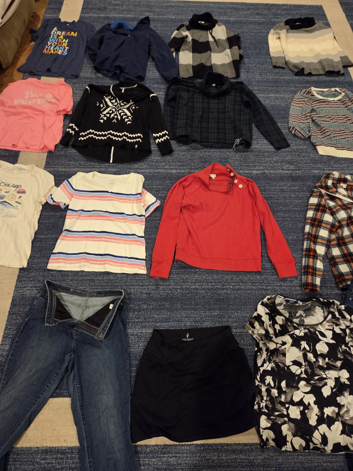 Lot 18 Womens Tops Blouses Jeans Size Large 14P Petite J Crew Talbots Land End