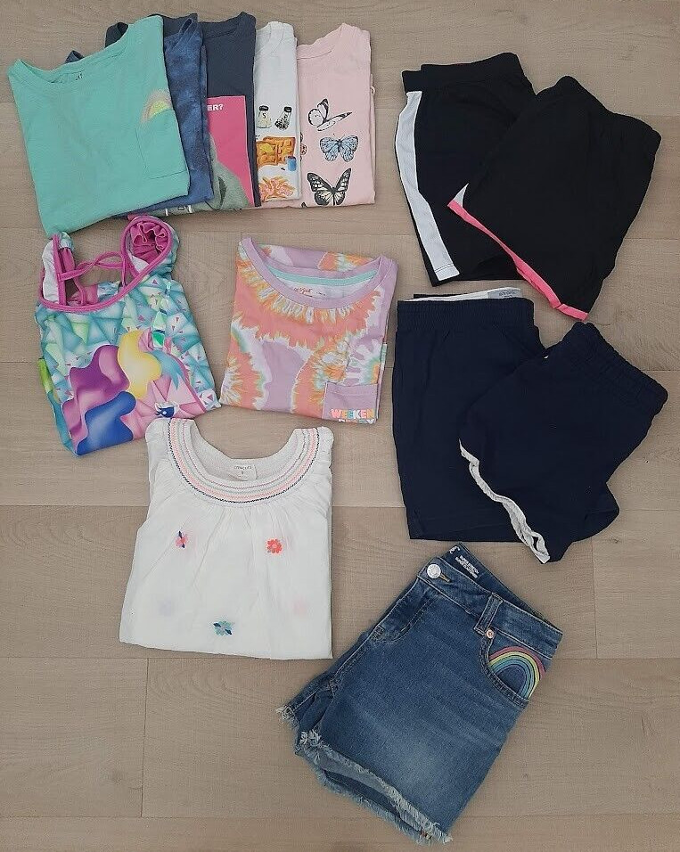 Lot of 13 pieces girls bundle Size M XL 10 and 14 bathing suit shorts tops mix