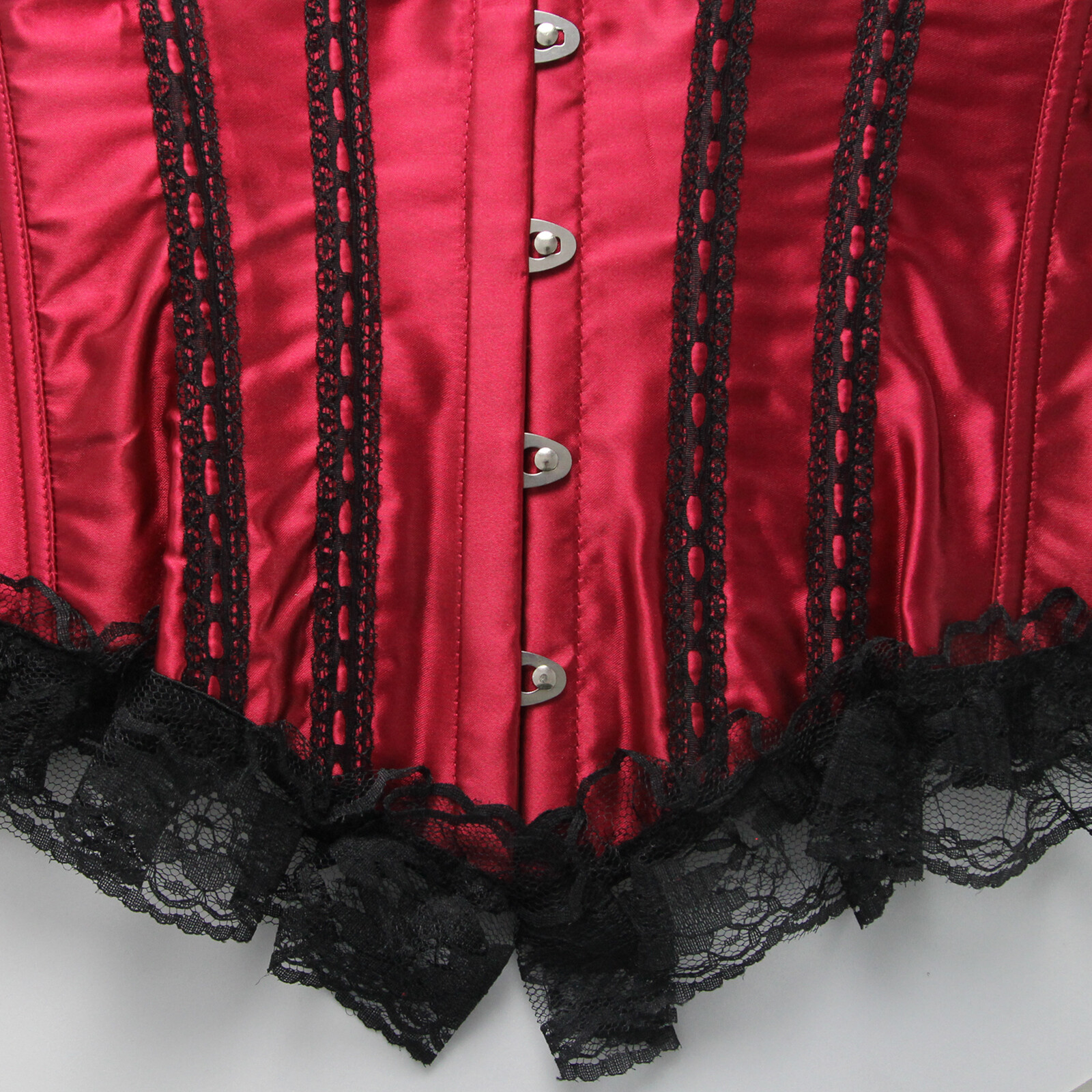 Lingerie Pink Bow Black Corset Bustier Lace Up Costume Small
