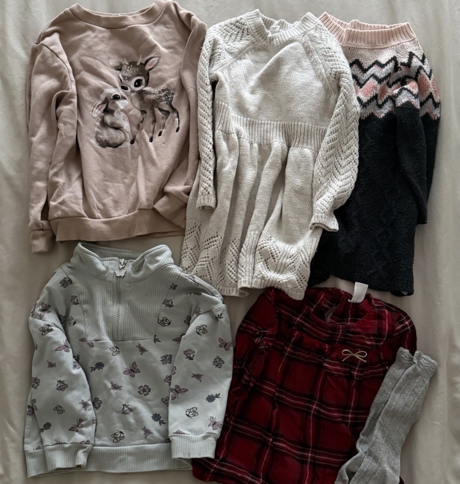 H&M Cat & Jack Carter’s Toddler Girl Clothing Bundle 3T-5T Sweaters Dresses 7 Pc