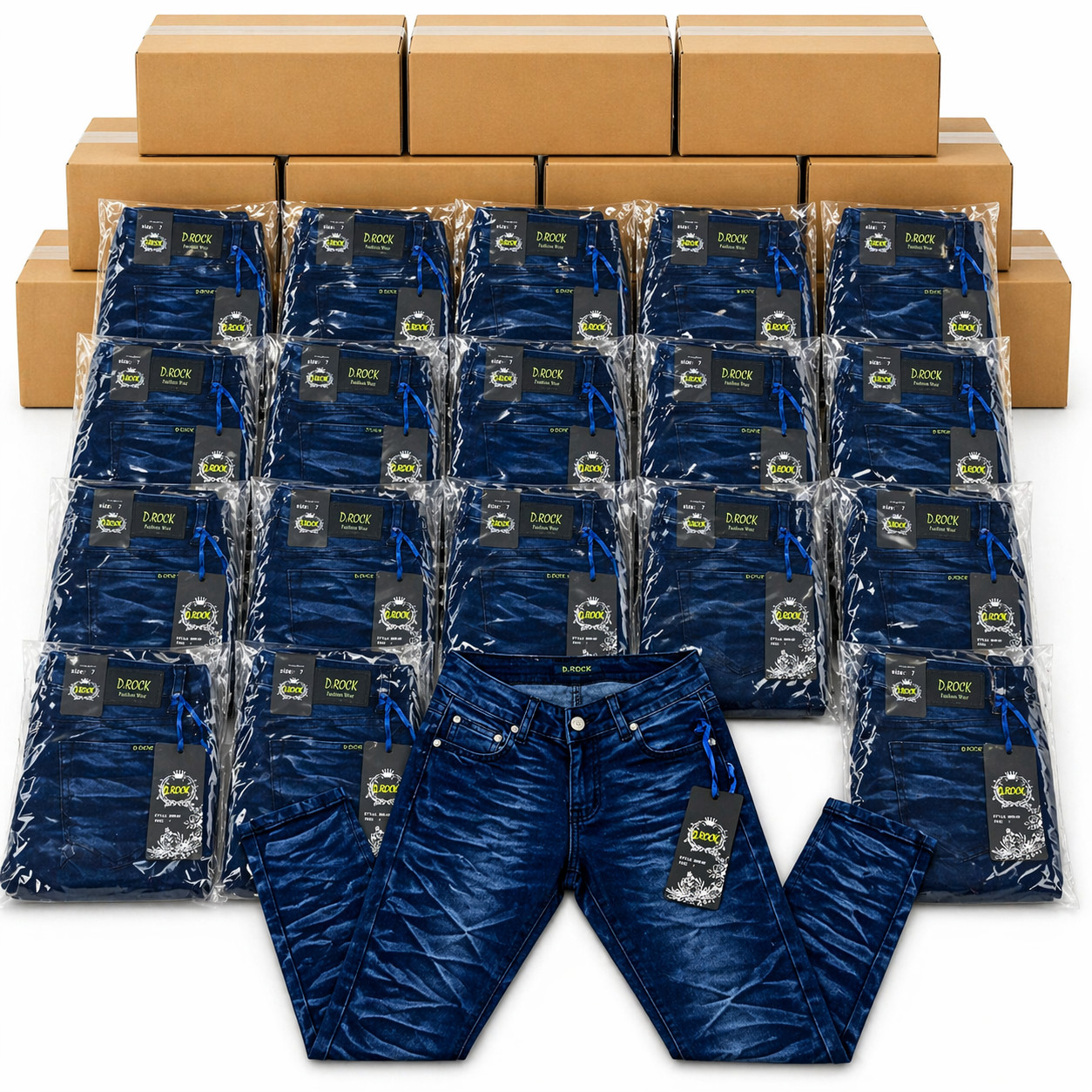 Lot of 12 Pairs Women Dark Blue Washed Denim Stretch Skinny Jeans Wholesale Bulk