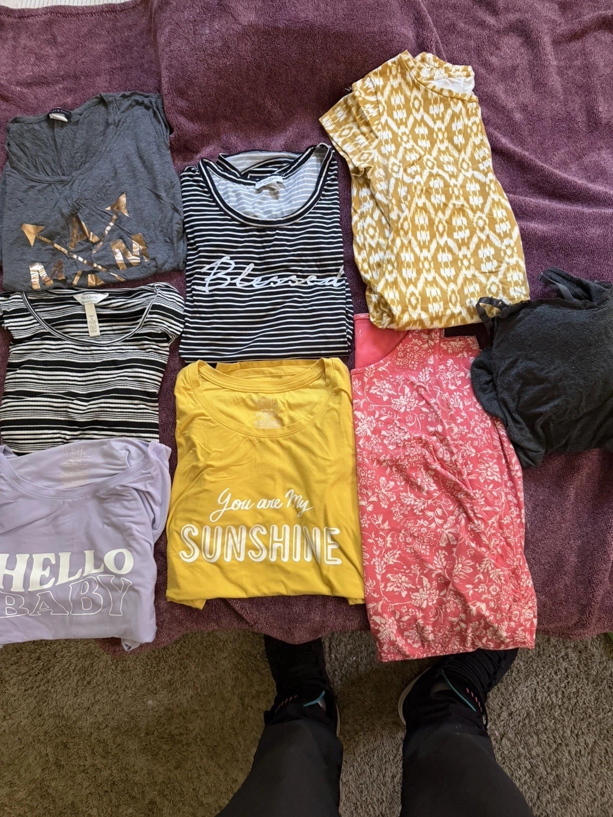 Maternity Clothes Lot Of Women’s Medium And Large! T Shirts,Tops& Dresses 7pc