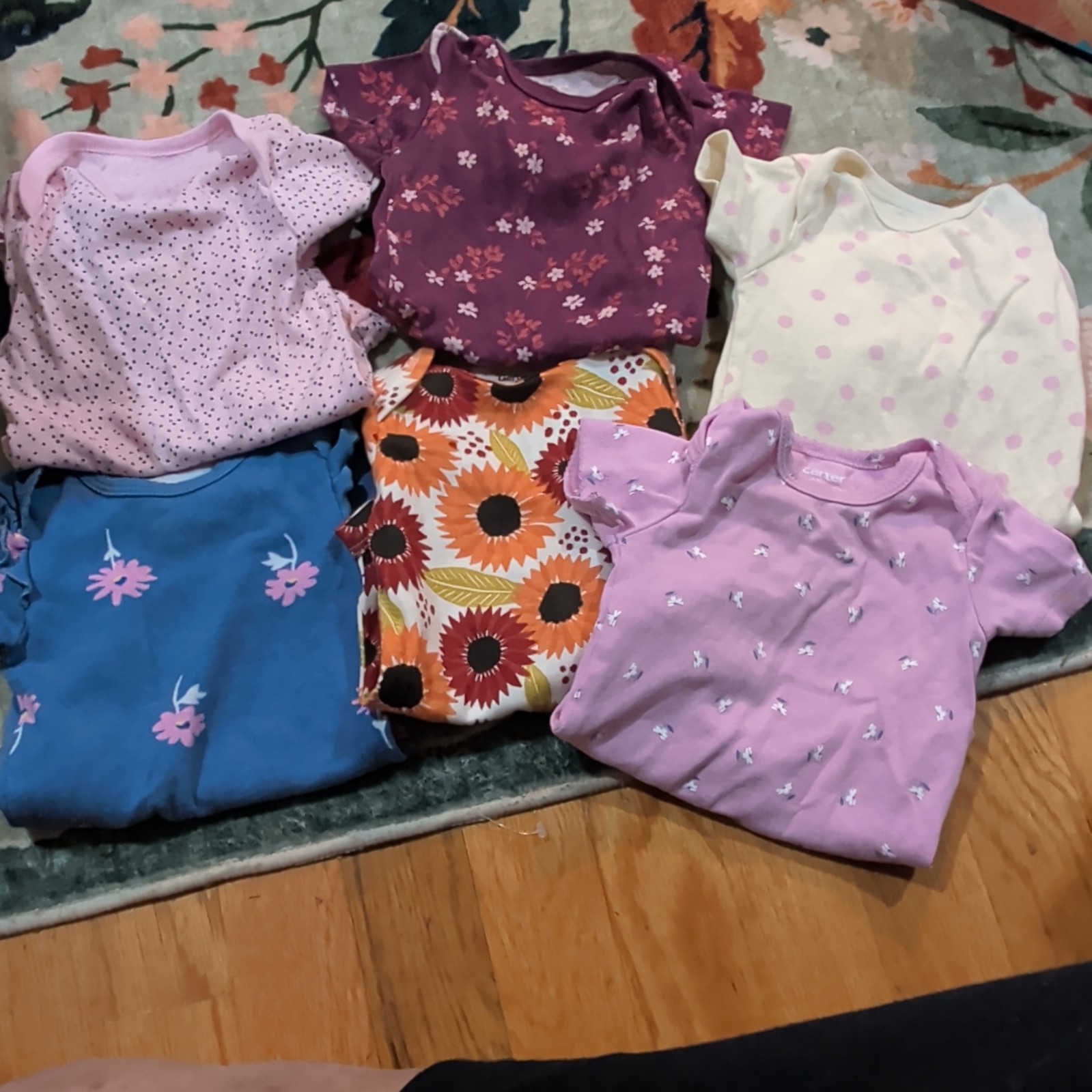 Carter&rsquo;s & Gerber Baby Girl Bodysuit Lot of 6 3-6 Months Floral Polka Dot