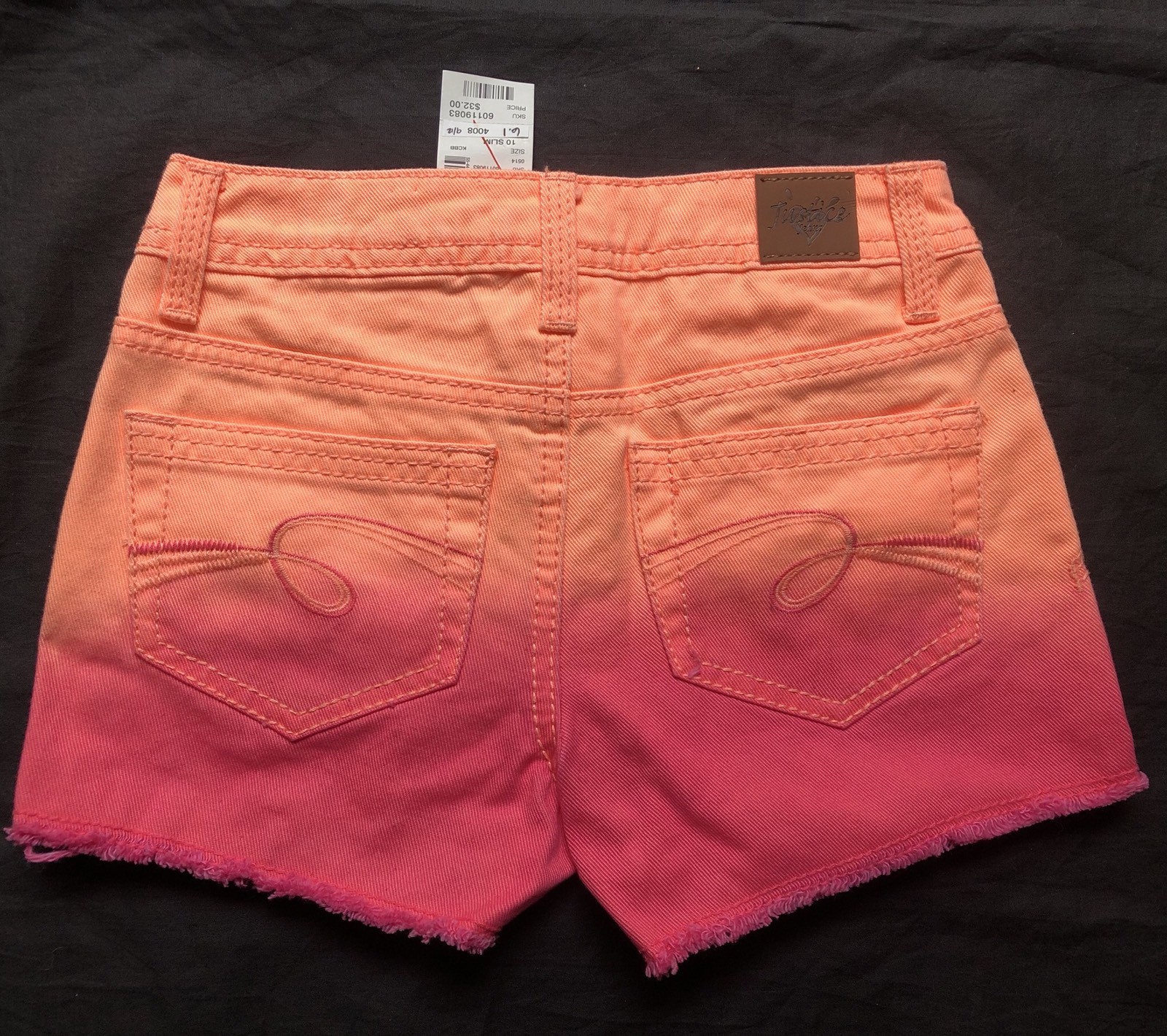 NWT girls sz 10S JUSTICE pink orange tube top, cardigan, jeggings & denim shorts
