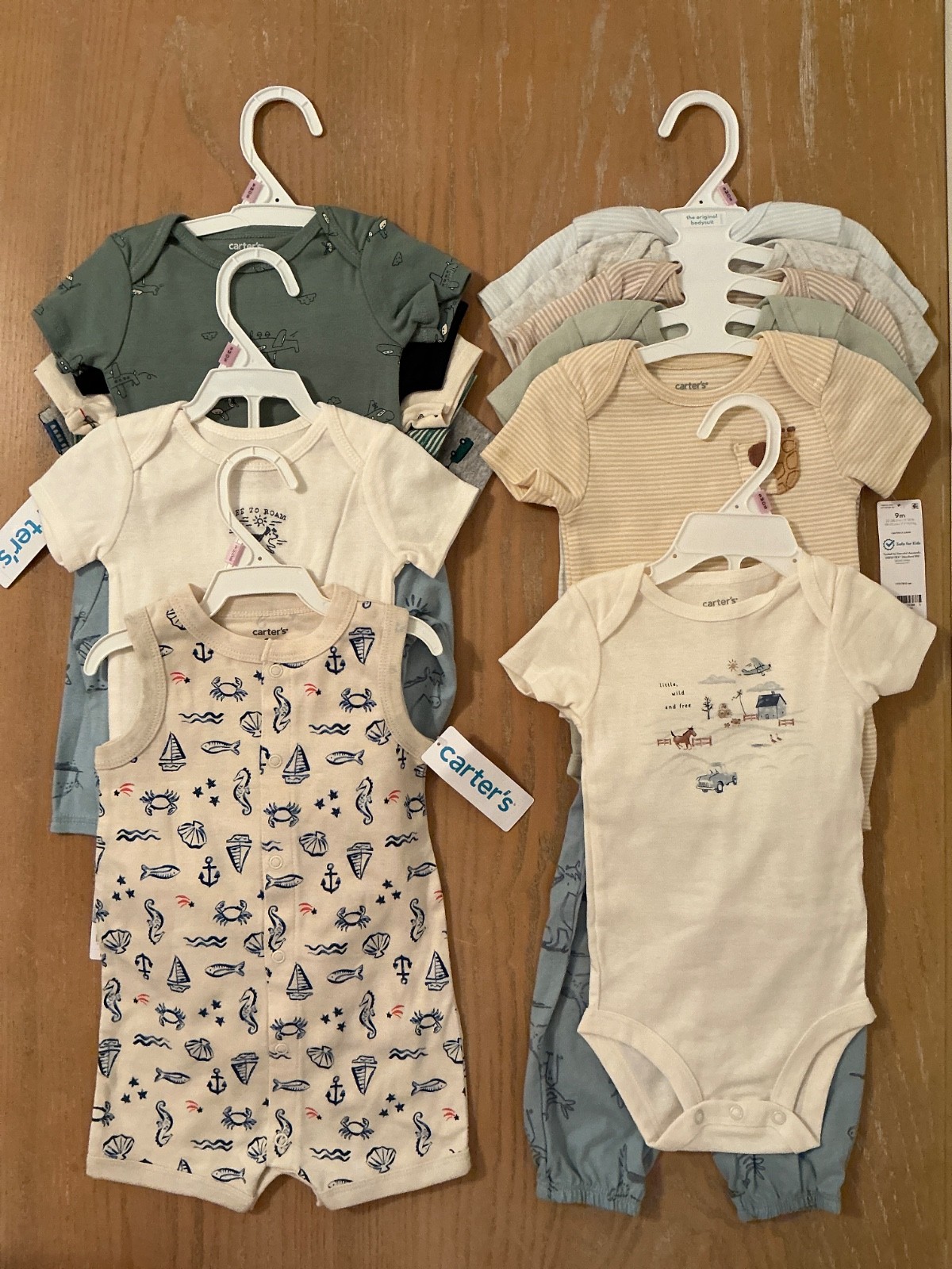 New! Carter&rsquo;s Infant Boys Size 9 Months Clothing Lot of 16 Summer Tops, Bottoms