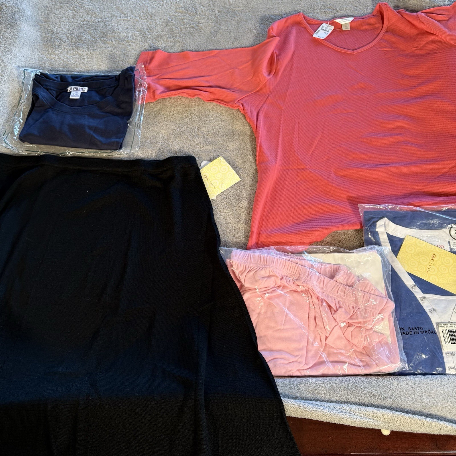 5ps Lot QVC ALL NWT All 3x Black Skirt, Pink Pants, Various Tops