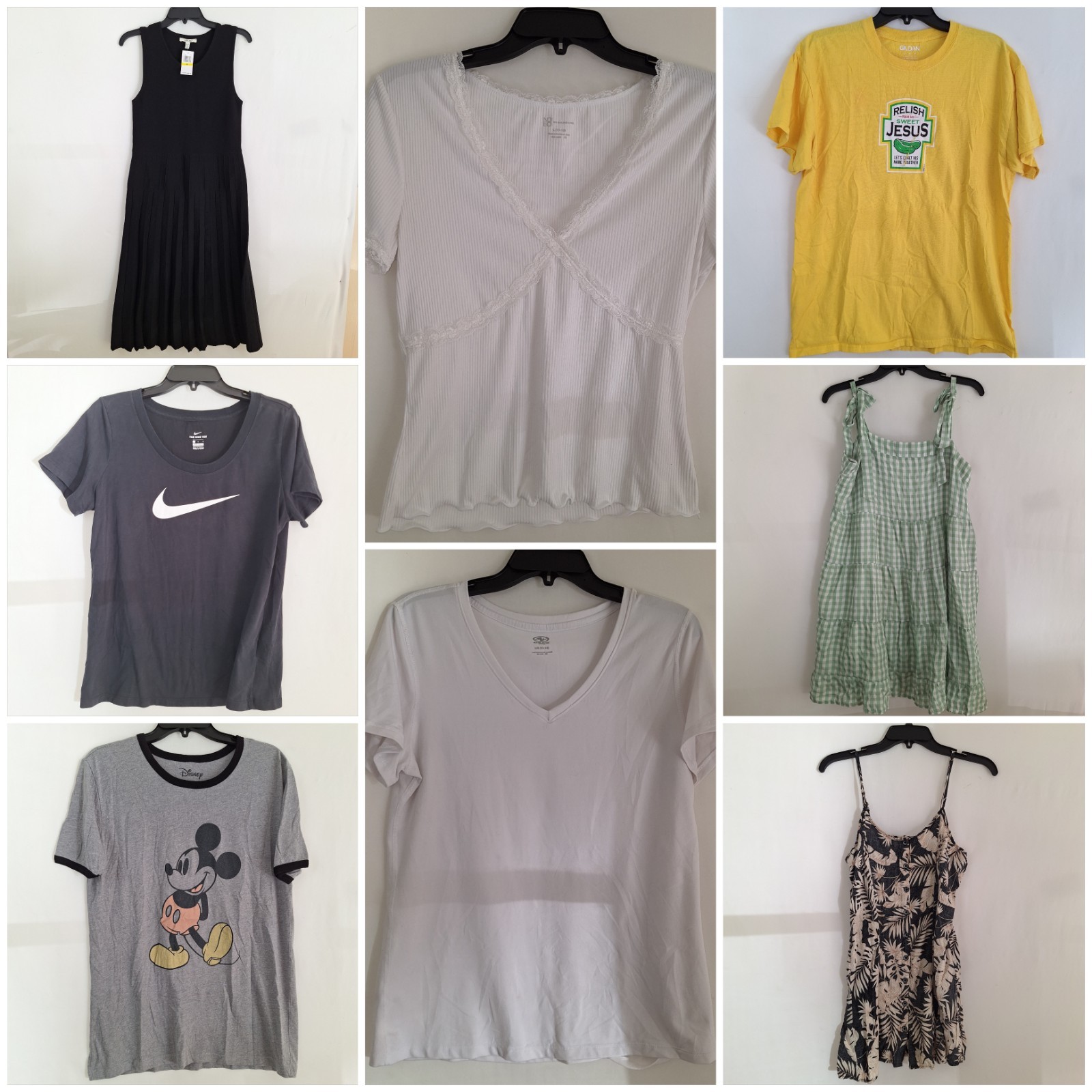 Women&rsquo;s Clothing Lot 8 Items Dresses T-shirts Nike Disney Size Medium L