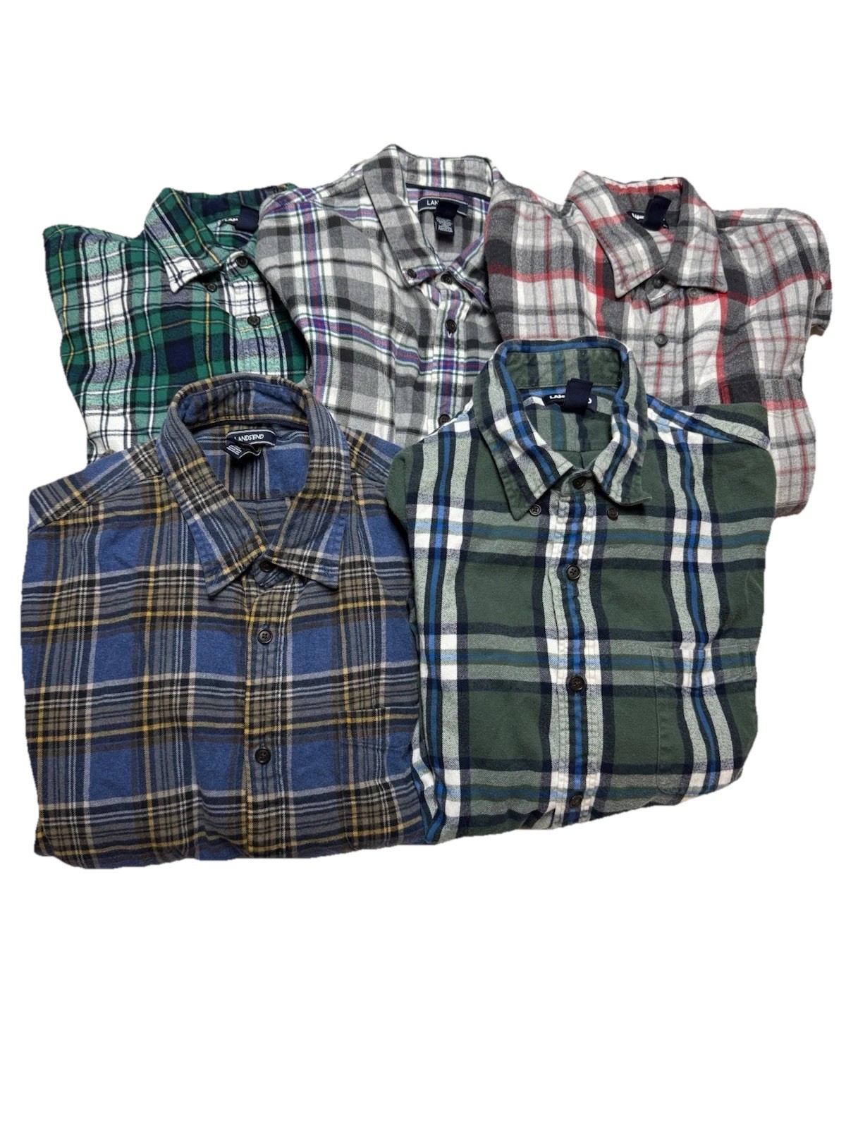 5 Lot Lands&rsquo; End XL Traditional Fit Button Down 17-17 1/2 Casual Office Work