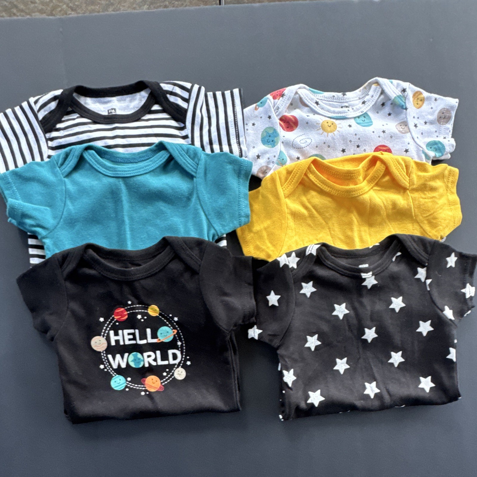 HB Unisex Baby 18M Bodysuit Lot Cotton/Poly Multicolor Space Stars