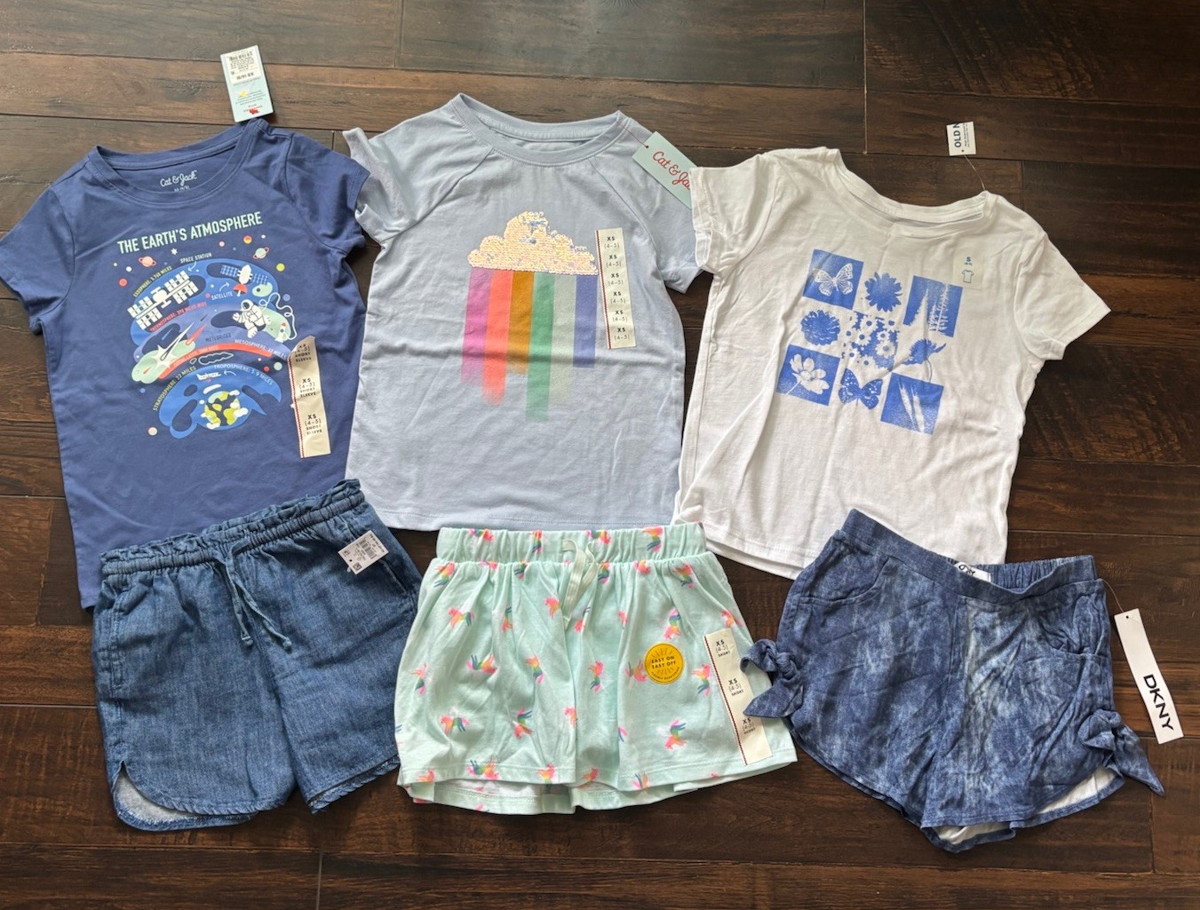 Cat & Jack / Old Navy Girls Size XS 4/5 5T Summer Clothes Tops Shorts Lot Bundle