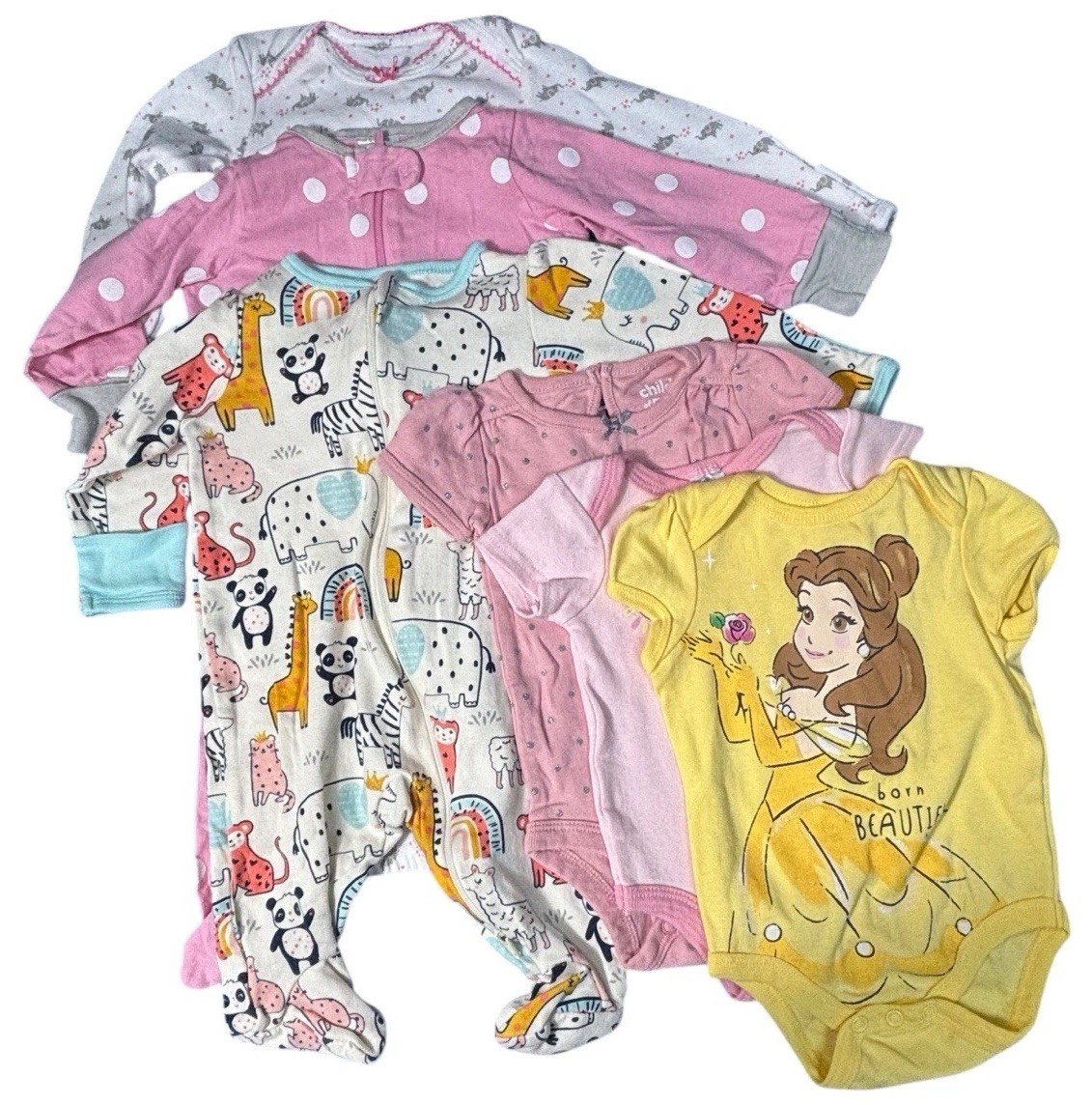 Girls Clothes Lot of 6 Pieces Size 0/3M Gown Pajamas One Piece Outfits