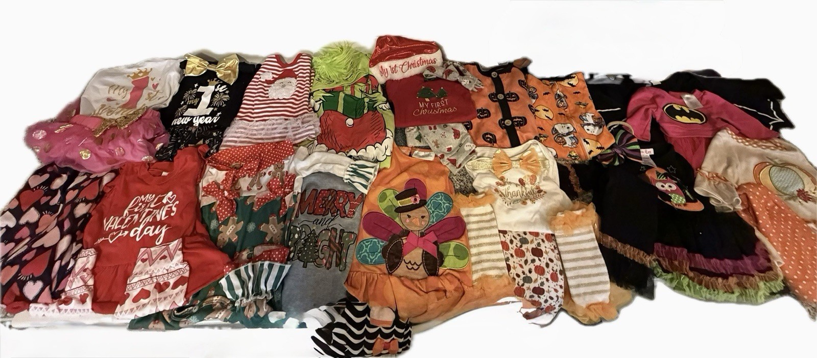 🎀 First Year Holiday Baby Girl Outfit Bundle – 15 Outfits + accessories 🎀