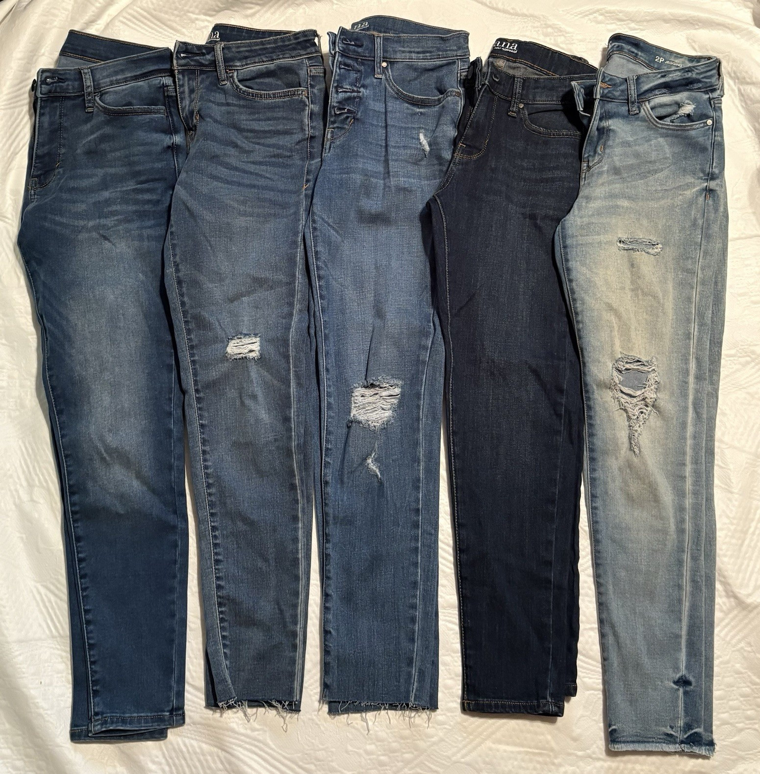 a.n.a Denim Jeans Lot Size 2P Mixed Wash Blue Jegging & Skinny Solid