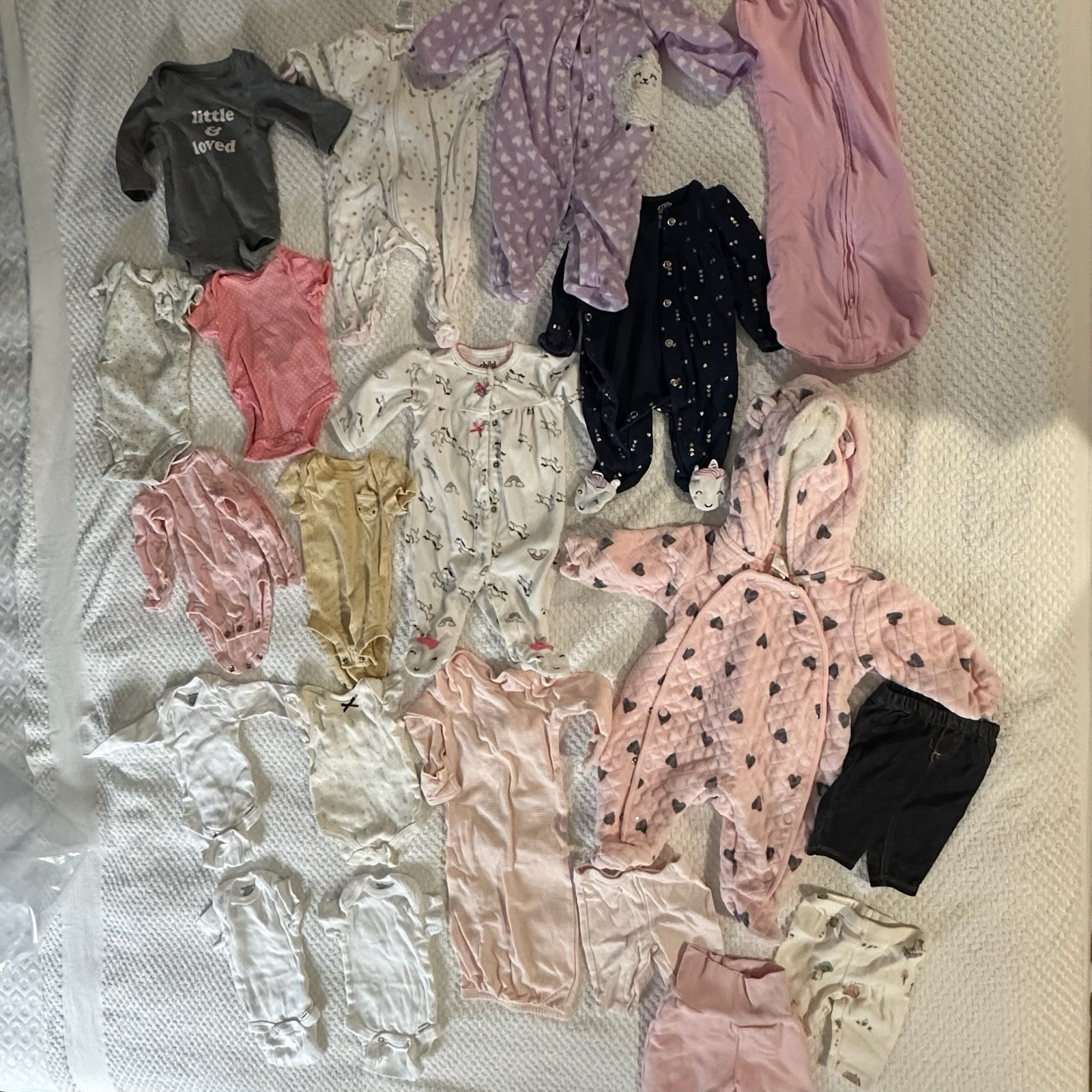 Carters, Gerber, Girl Newborn Lot Bundle Essentials 20 pcs Pjs Bodysuit Newborn