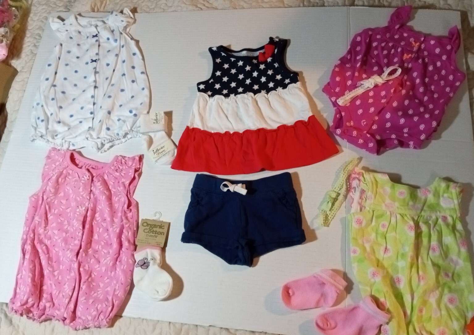 Lot baby girls clothes size 6 months Spring Summer 10 pc. EUC and NWT.Patriotic
