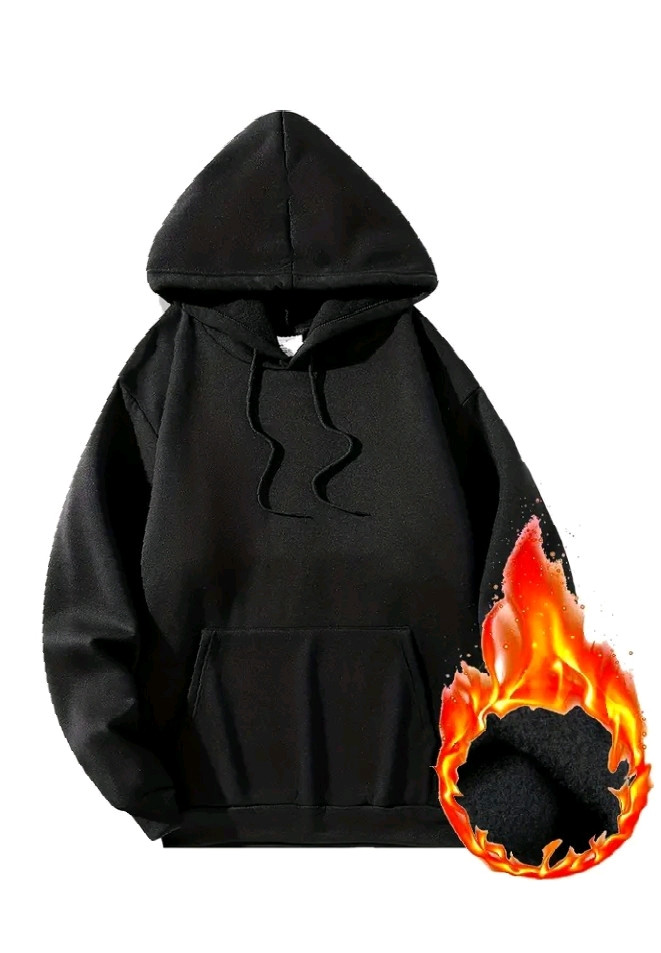 Blank Fleece-Lined Hoodies – Casual Solid Color Pullover Sweatshirts Hoodie