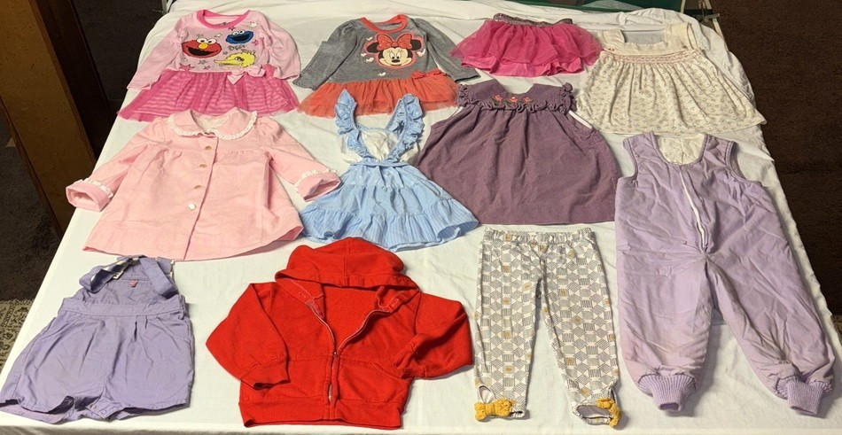 Girl&rsquo;s Clothes Lot of 11 ~ Sizes 2T & 3T Dresses Jackets Snow Suit Some Vintage
