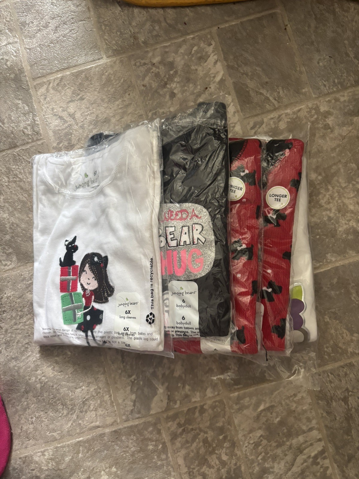 5 piece Bundle Jumping Beans Baby Girl 4 Cotton Tops + hoodie Size 6 NWT