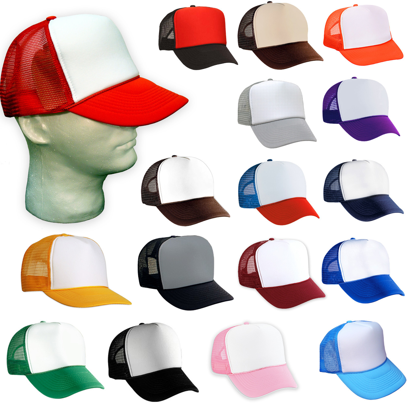 24 NEW TRUCKER HATS WHOLESALE BULK LOT of 2 DOZEN SNAPBACK HAT CAP MESH BLANK