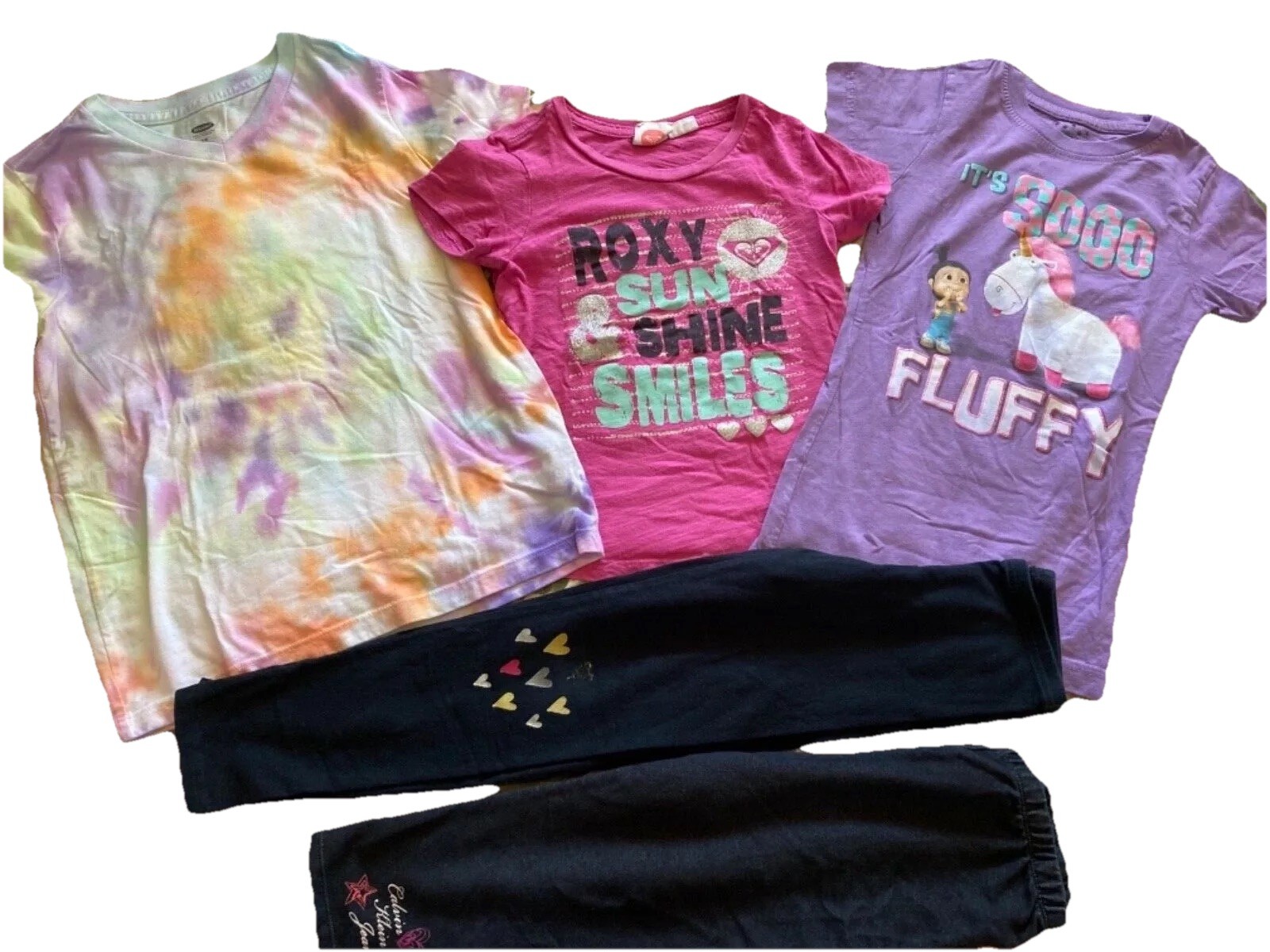 Universal Studios, Old Navy, Calvin Klein n Roxy Girls S/6/7 Tops & Legging Lot