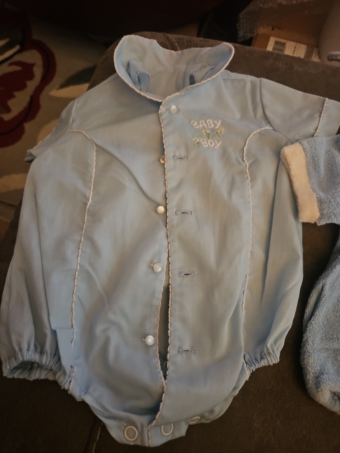 Baby Boy Vintage Clothing Lot of 7 Apx Newborn To 9 Months Rompers Pajamas +