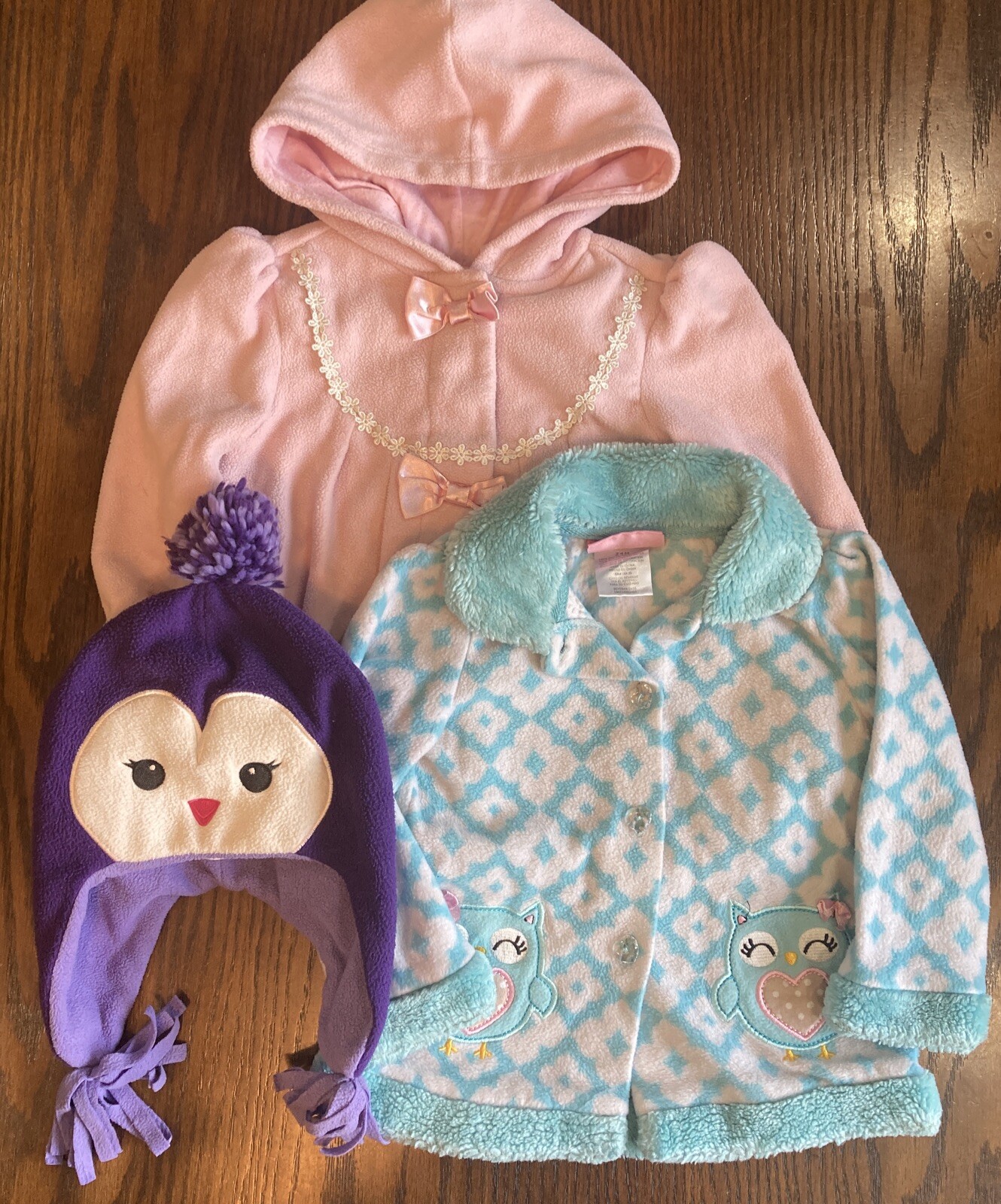 Toddler Girls Size 24 Months Outerwear Lot Lightweight Fleece Jackets Winter Hat
