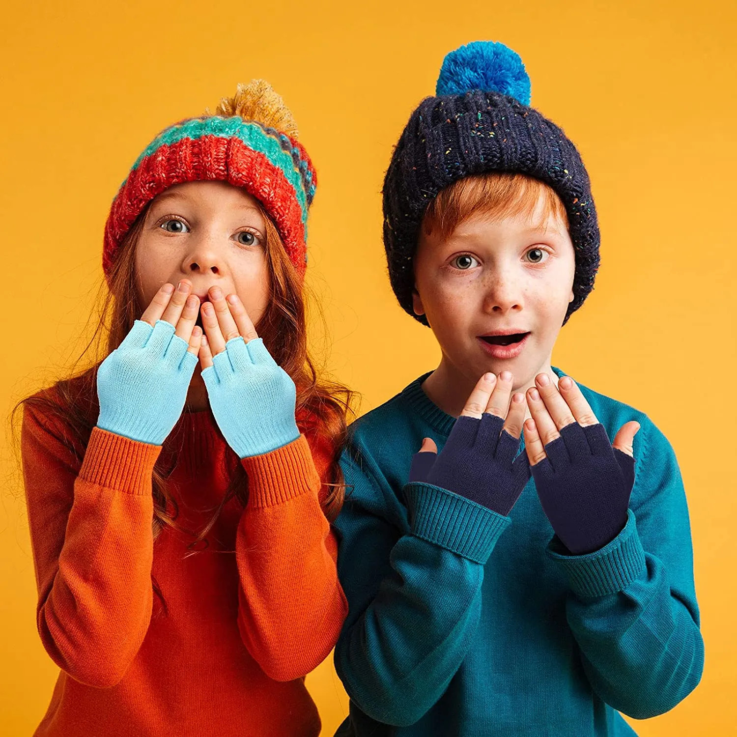 360 Pairs of Assorted Kids Acrylic Fingerless Gloves for 6-12 Years Old