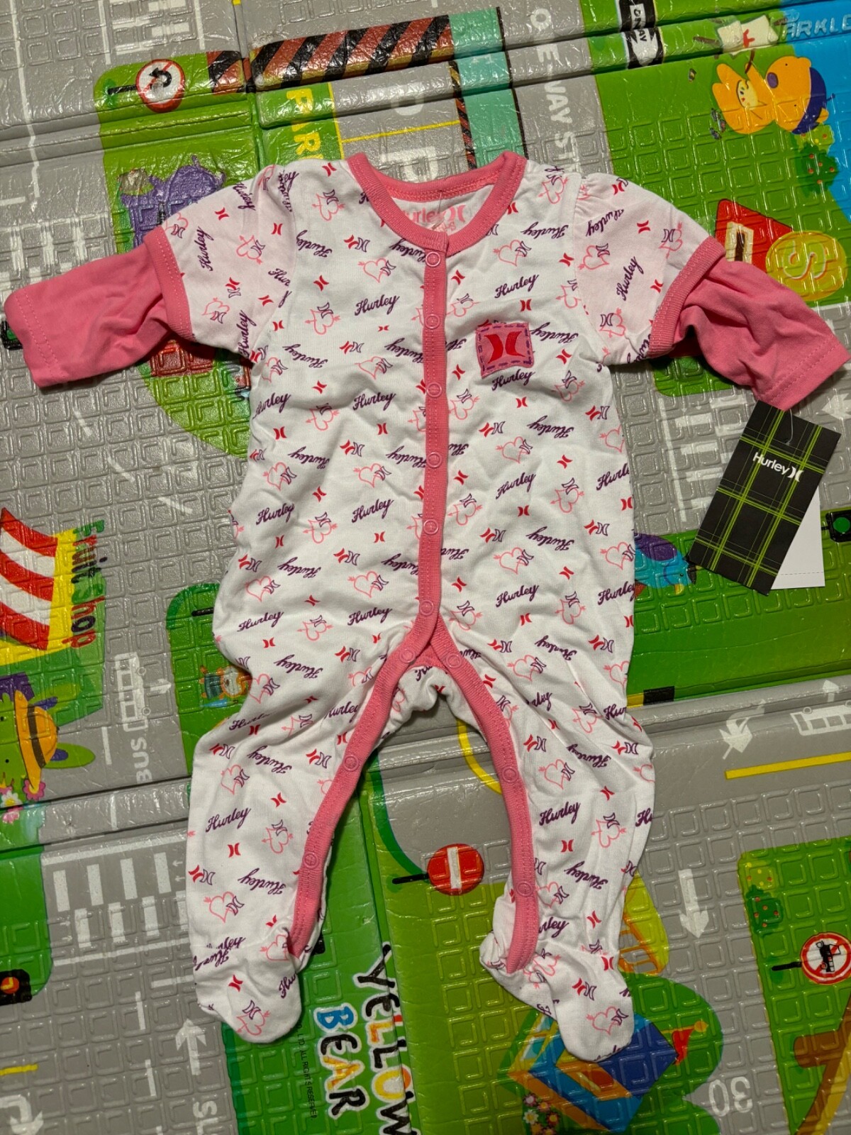 New Baby Girl Hurley Clothing Lot Newborn 0 3 6 9 Footed Bodysuits Sweater Pants
