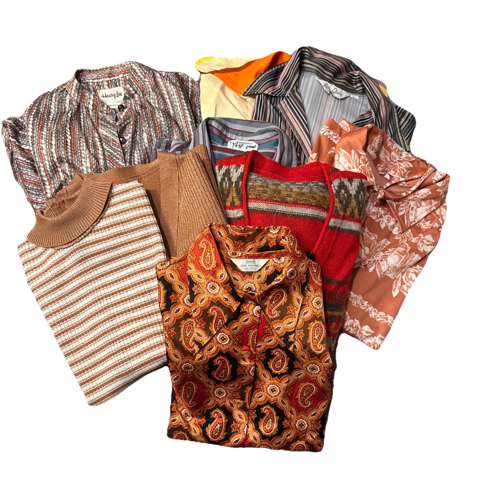Lot Of 9 Pieces Women’s 1970’s Tops And Dress Small – Medium