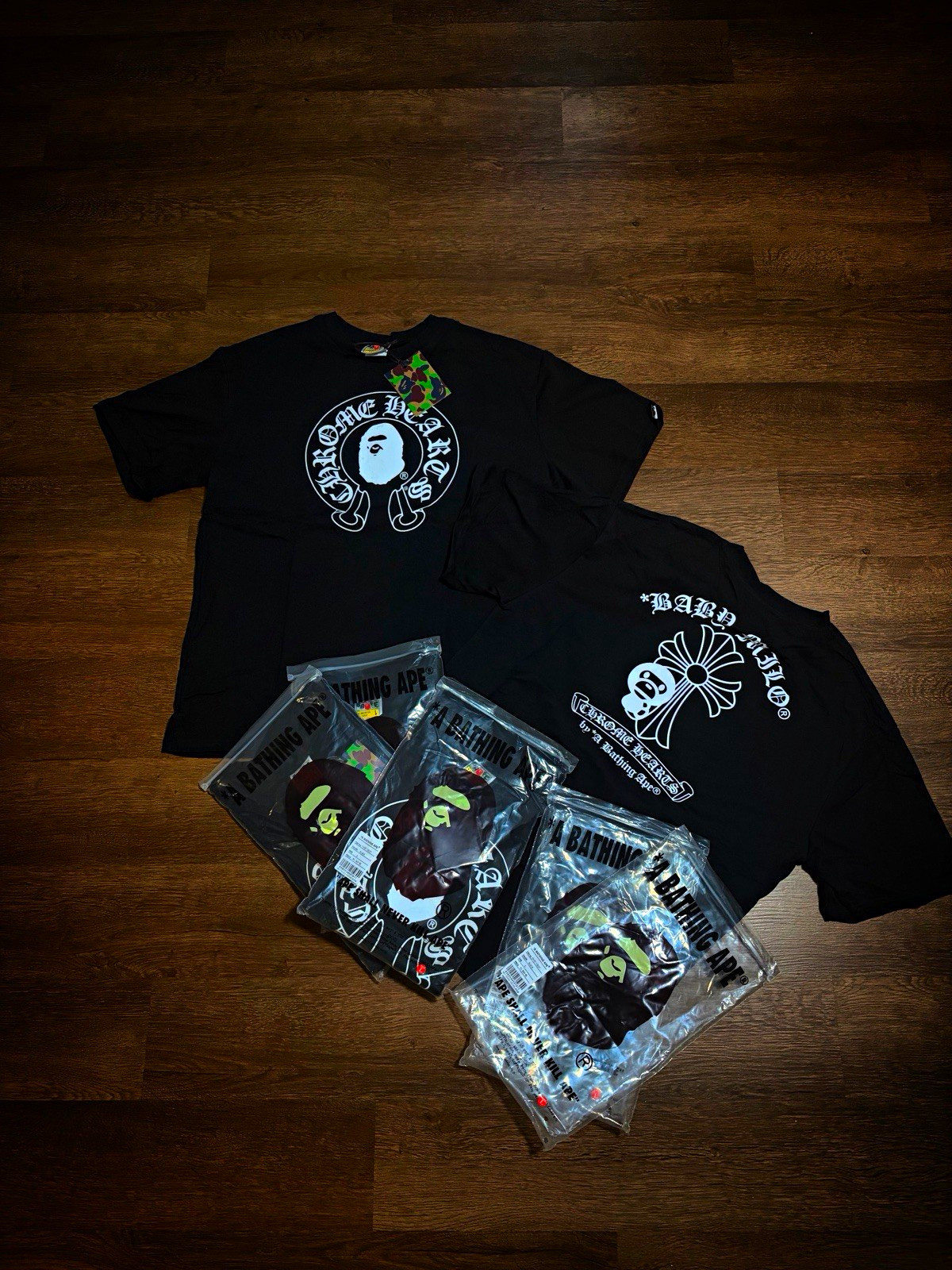 A Bathing Ape BAPE Baby Milo Black Graphic Logo T-Shirt Lot 2 Size 0-6M