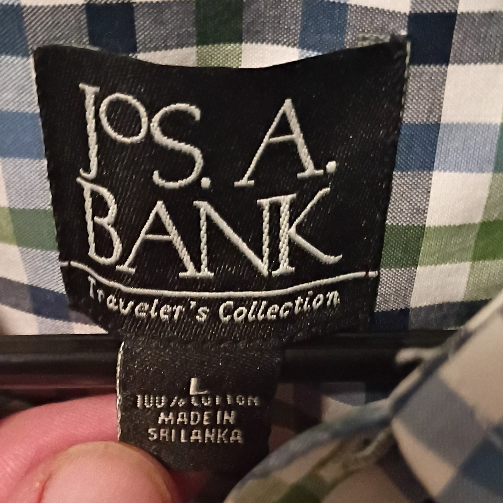 Jos. A. Bank Traveler&rsquo;s Collection Men&rsquo;s L 3-Pack 100% Cotton Check Shirts