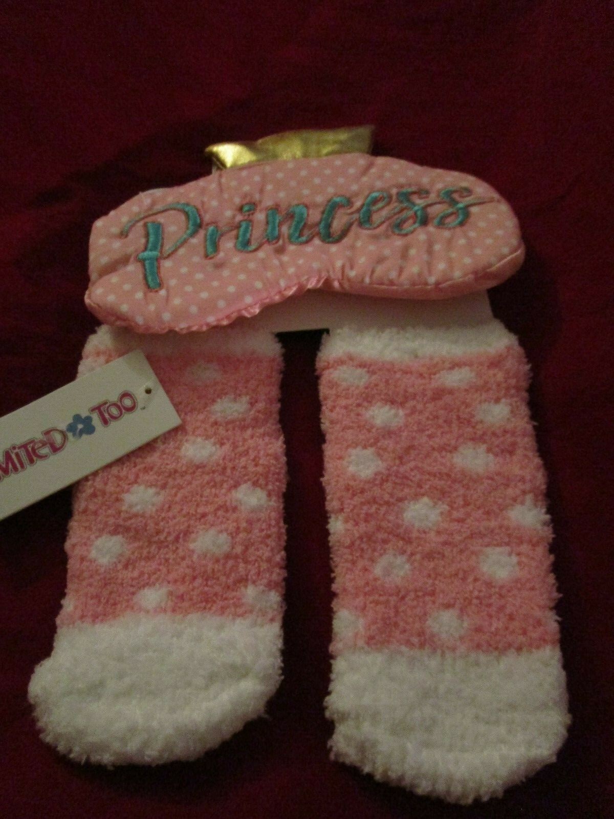 2 Piece Girls Limited Too Princess Sleep Mask and Girls Socks Size 4-6
