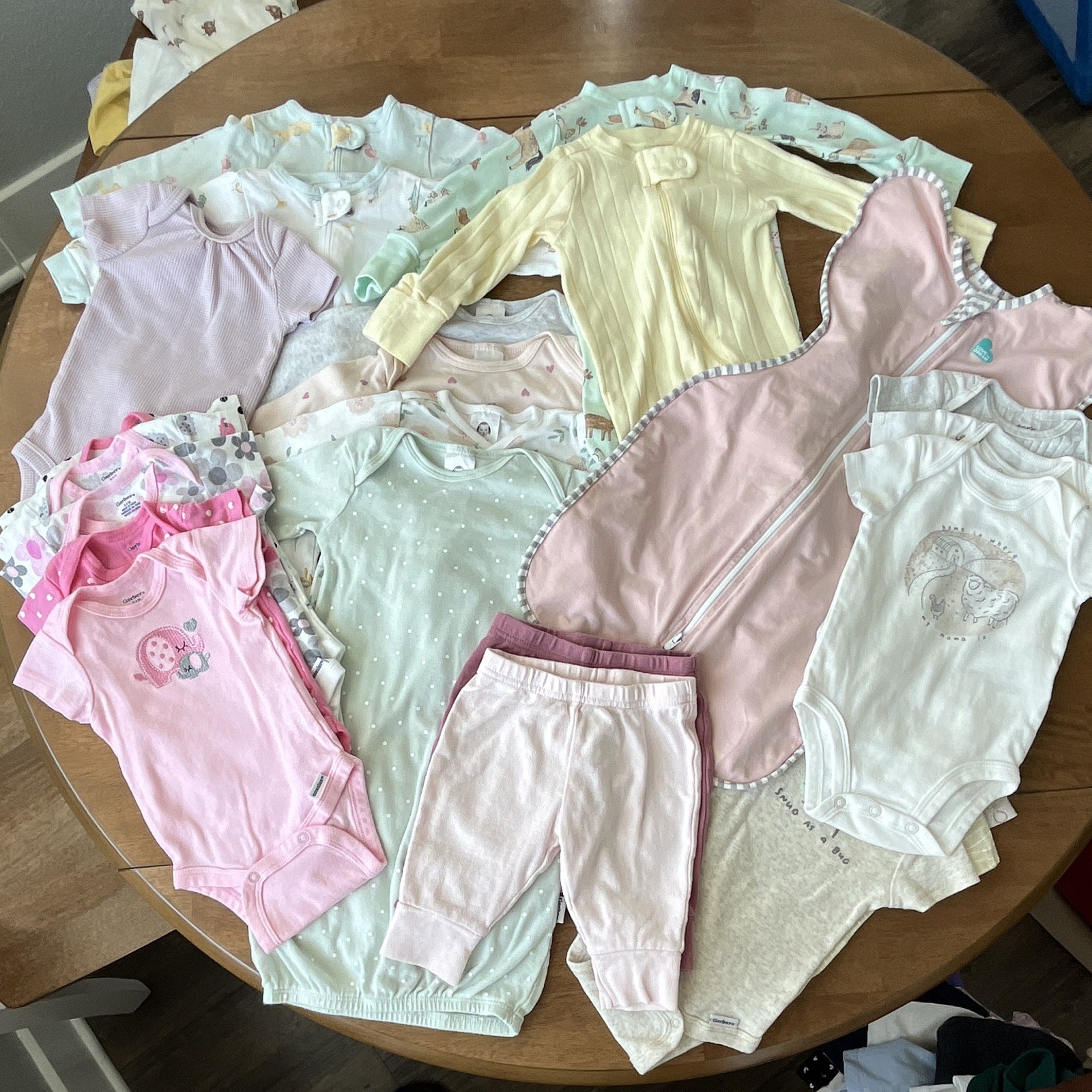 Carter&rsquo;s & Love to Dream Baby Girl Cotton Lot Bodysuits Pants Pink Sleepsack