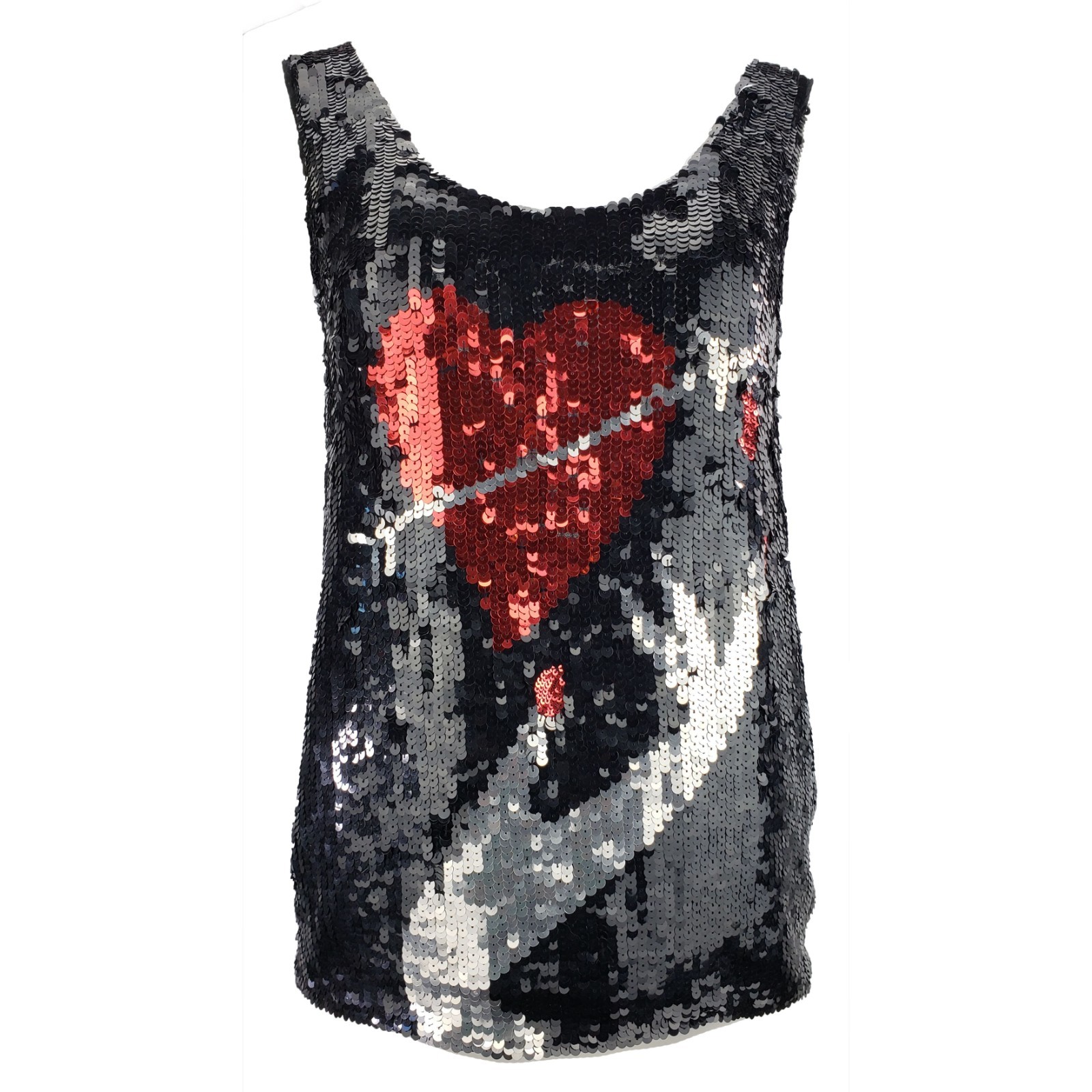 Sequin Tank Heart Hand Legging Pants Skirt Jordi Labanda Avenue Montaigne Black