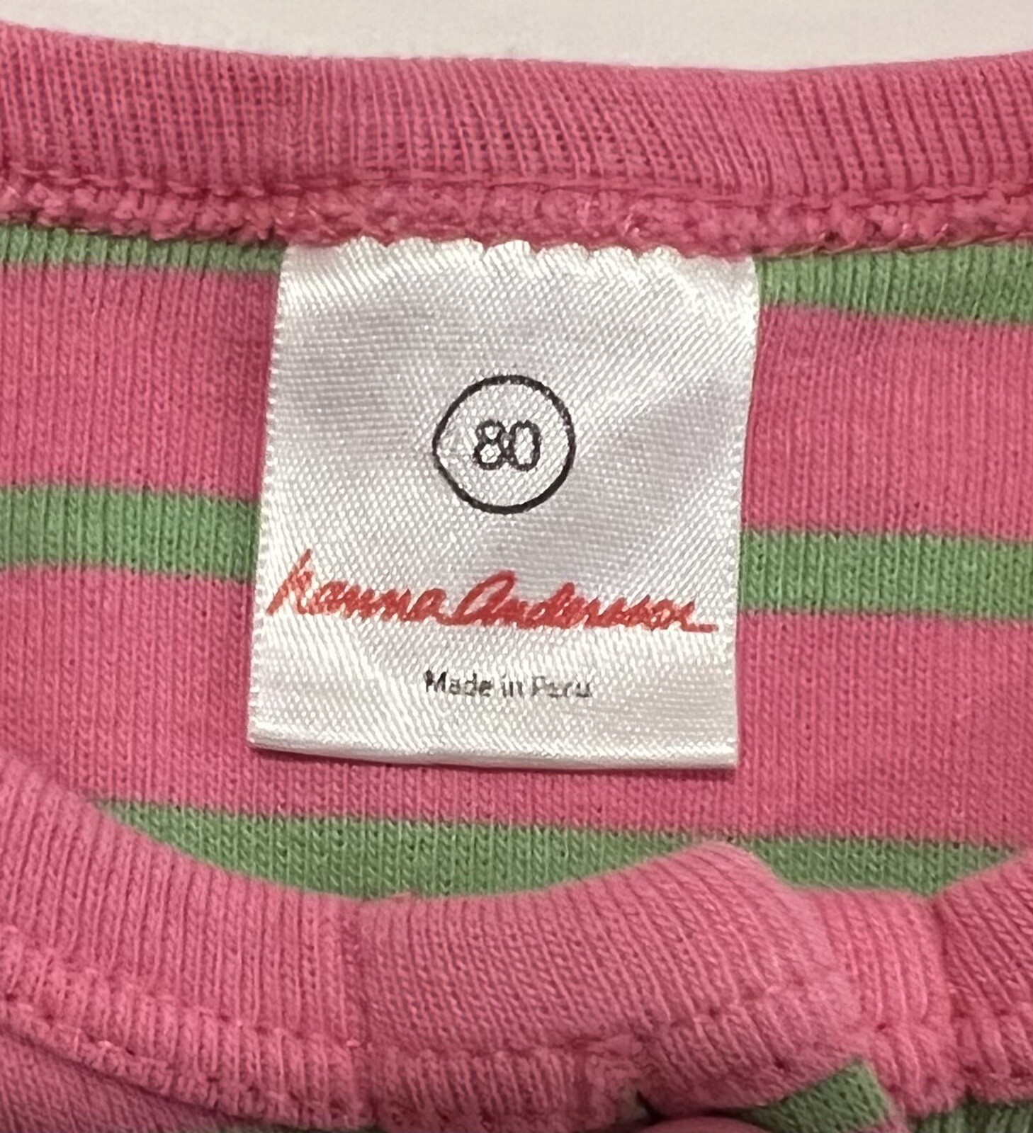 Hanna Andersson Opposite Stripe Pink Green Day Dress Play Dress Size 60 3-6m