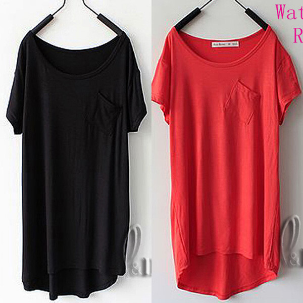 WHOLESALE BULK LOT 10 PCS MIXED COLOUR Slouchy Long Basic Top Tee T-Shirt T089