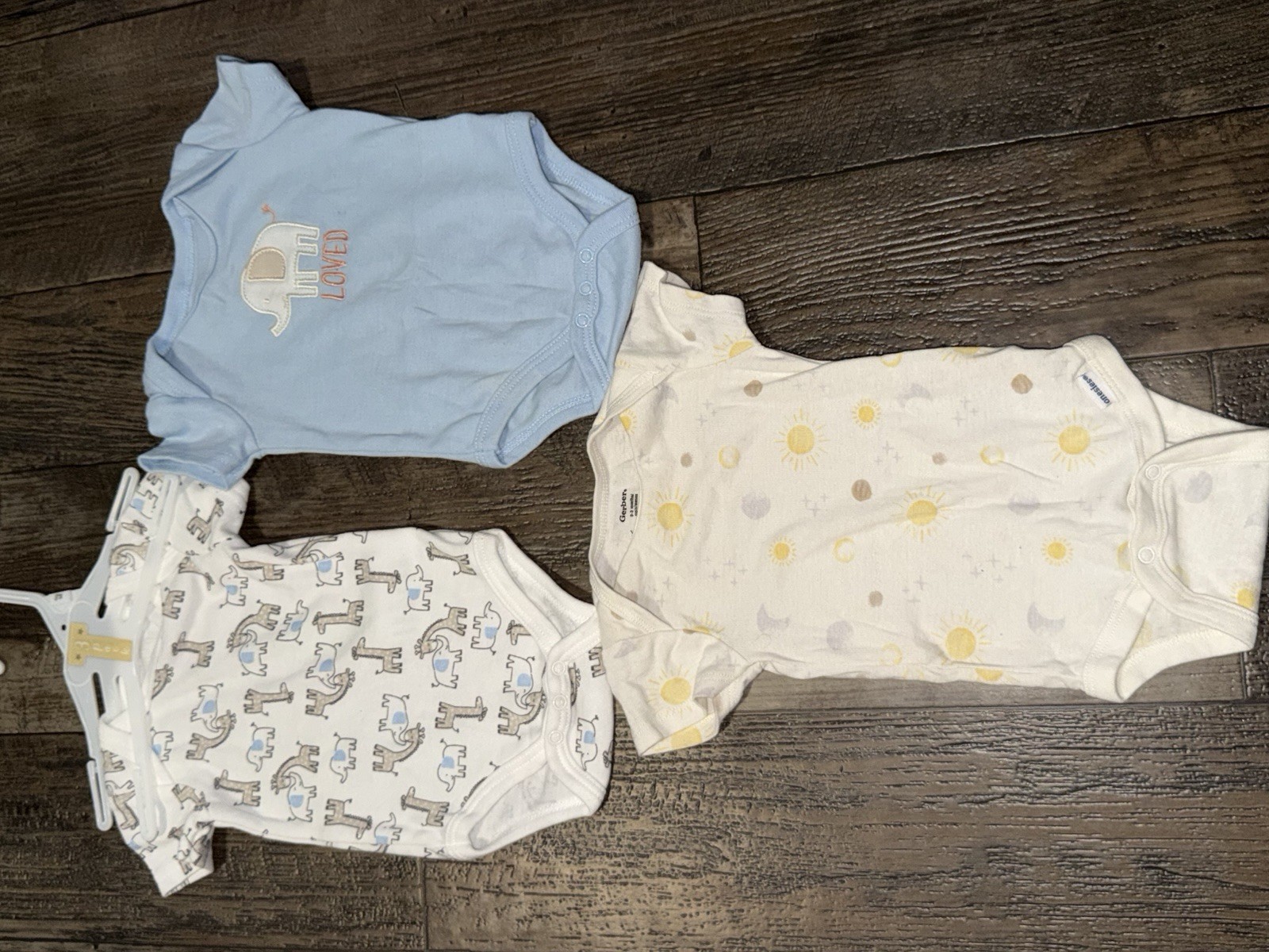 Gerber, Little Love Unisex Baby Bodysuit Lot 0-3M Animal Print Cotton Blend