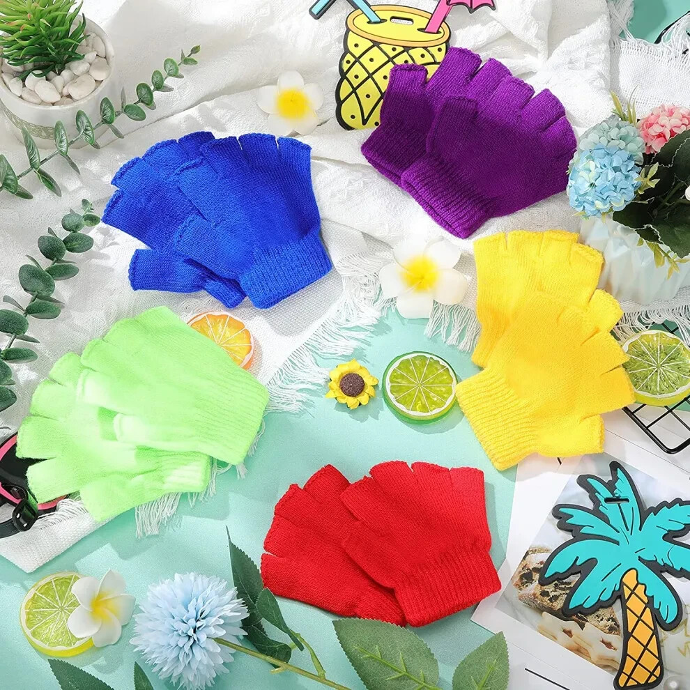 360 Pairs of Assorted Kids Acrylic Fingerless Gloves for 6-12 Years Old