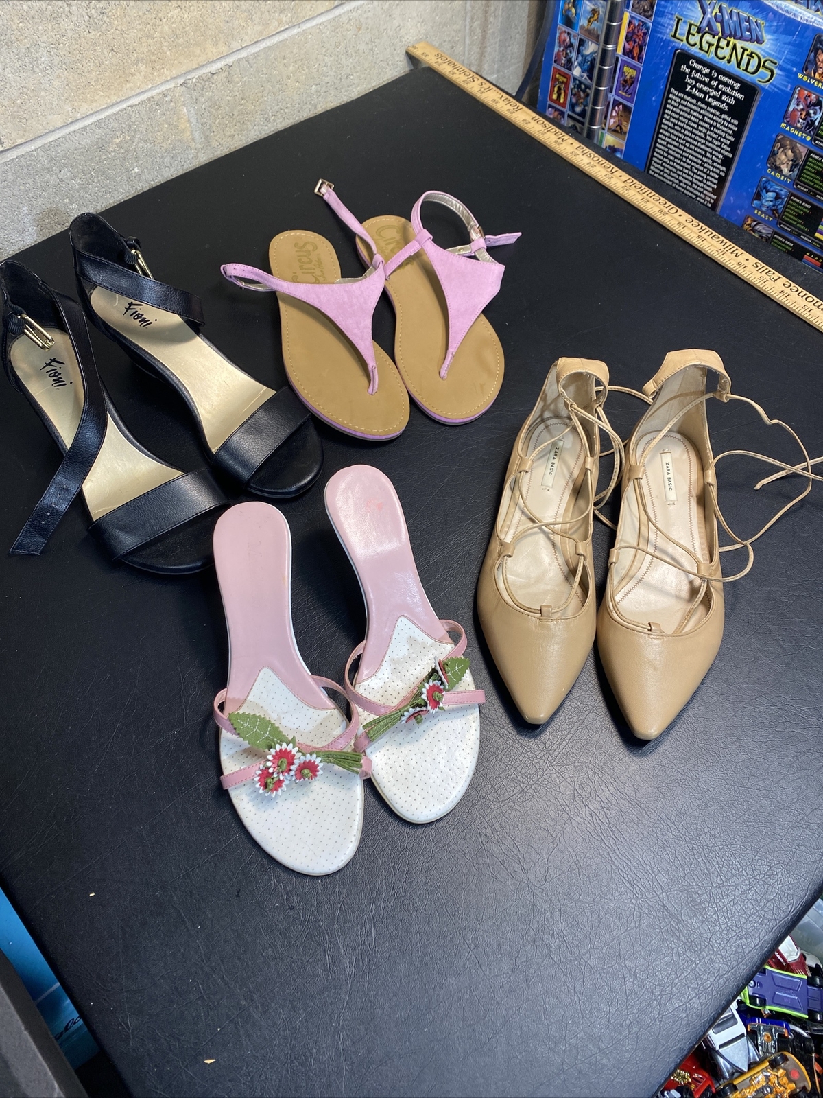 Four Pair of Womans Heels and Sandals size 8 Fiona Circus Zara Basic