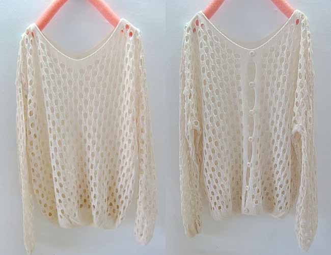 WHOLESALE BULK LOT 10 MIXED COLOUR Hollow Crochet Pullover Sweater Top T099