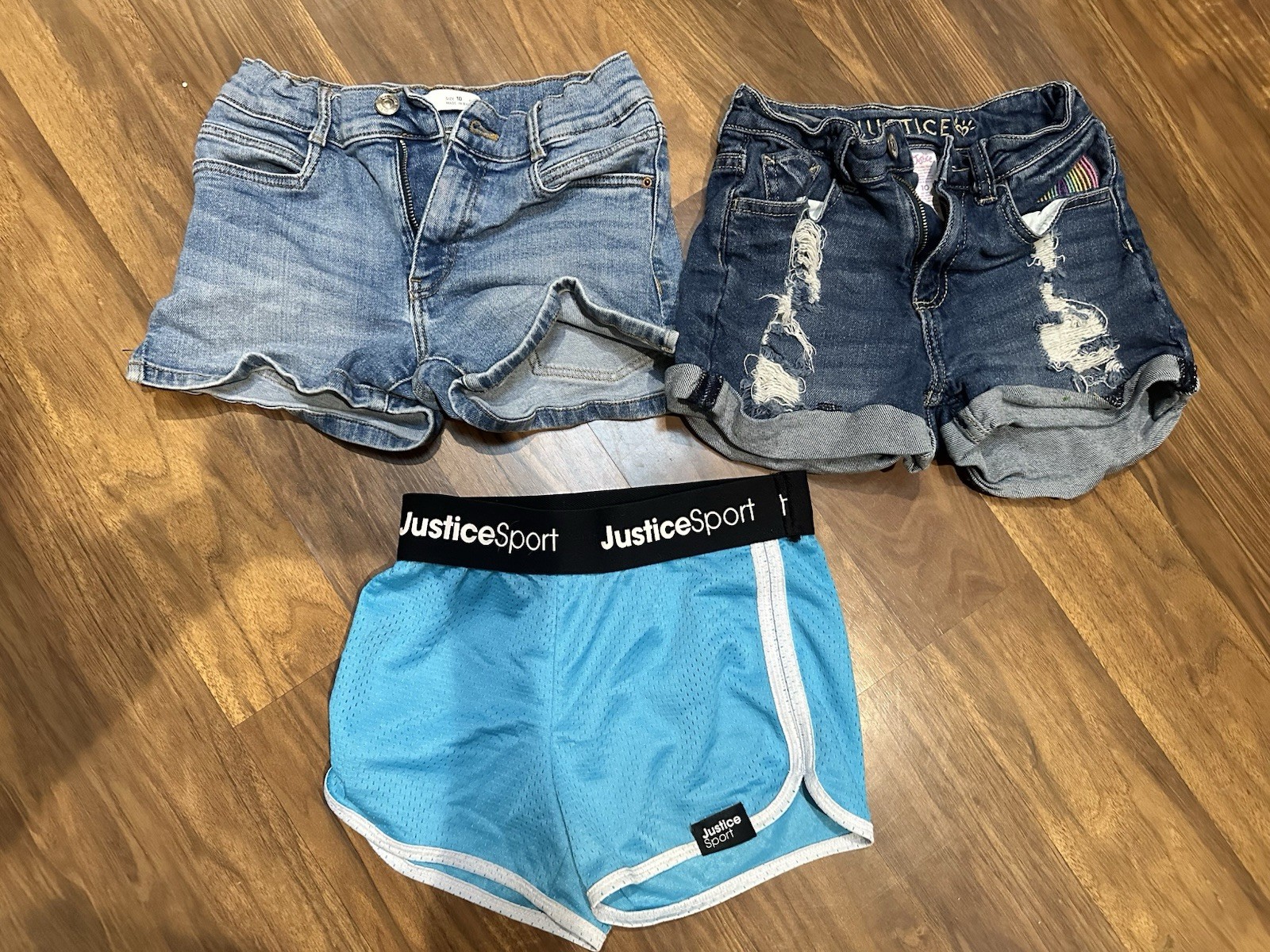 ZARA Justice Justice Sport Lot of 3 Girl Blue Denim Shorts Solid Size 10 M