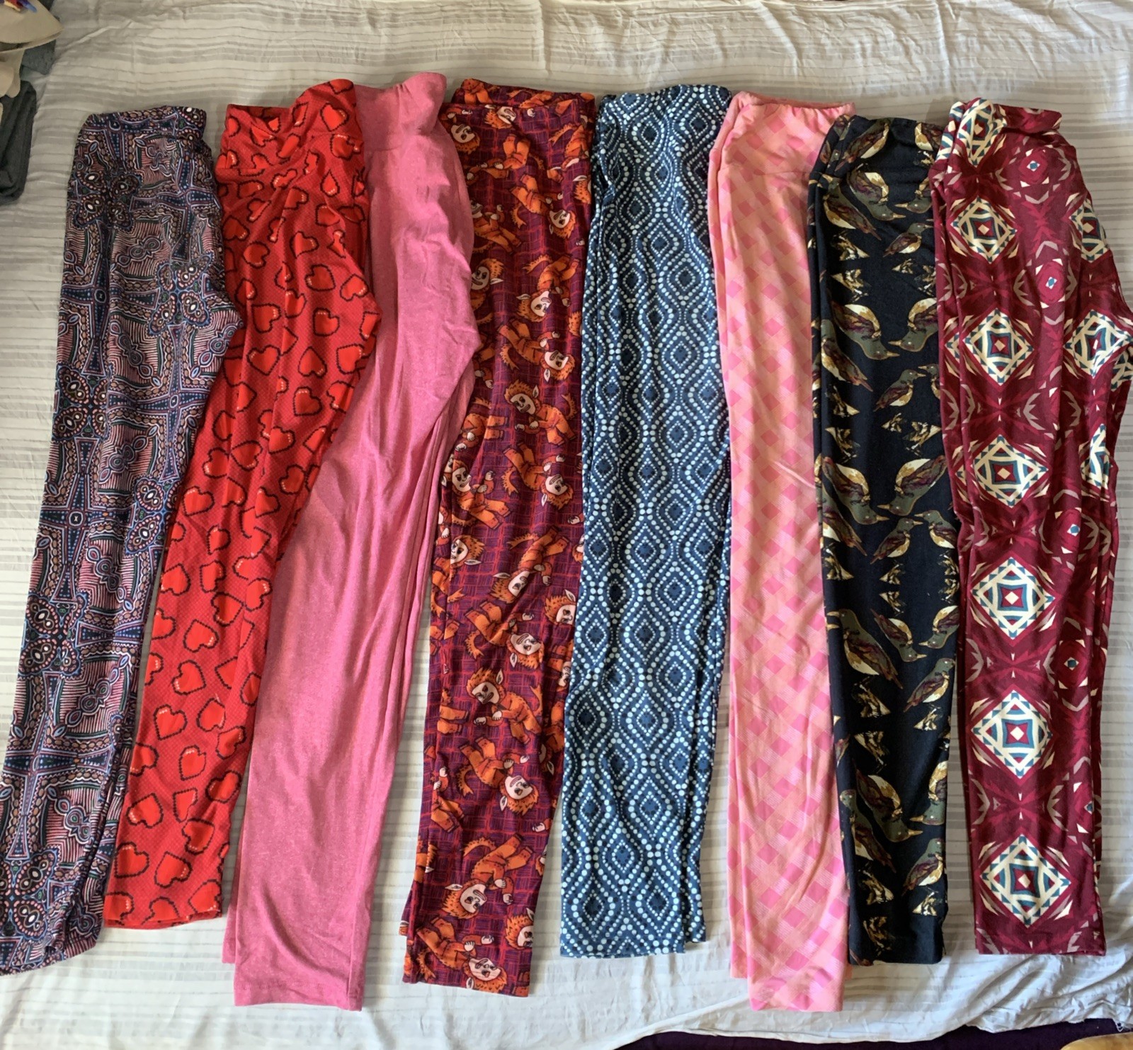 LULAROE Lot Of 8 ONE SIZE Leggings Long Multicolored OS