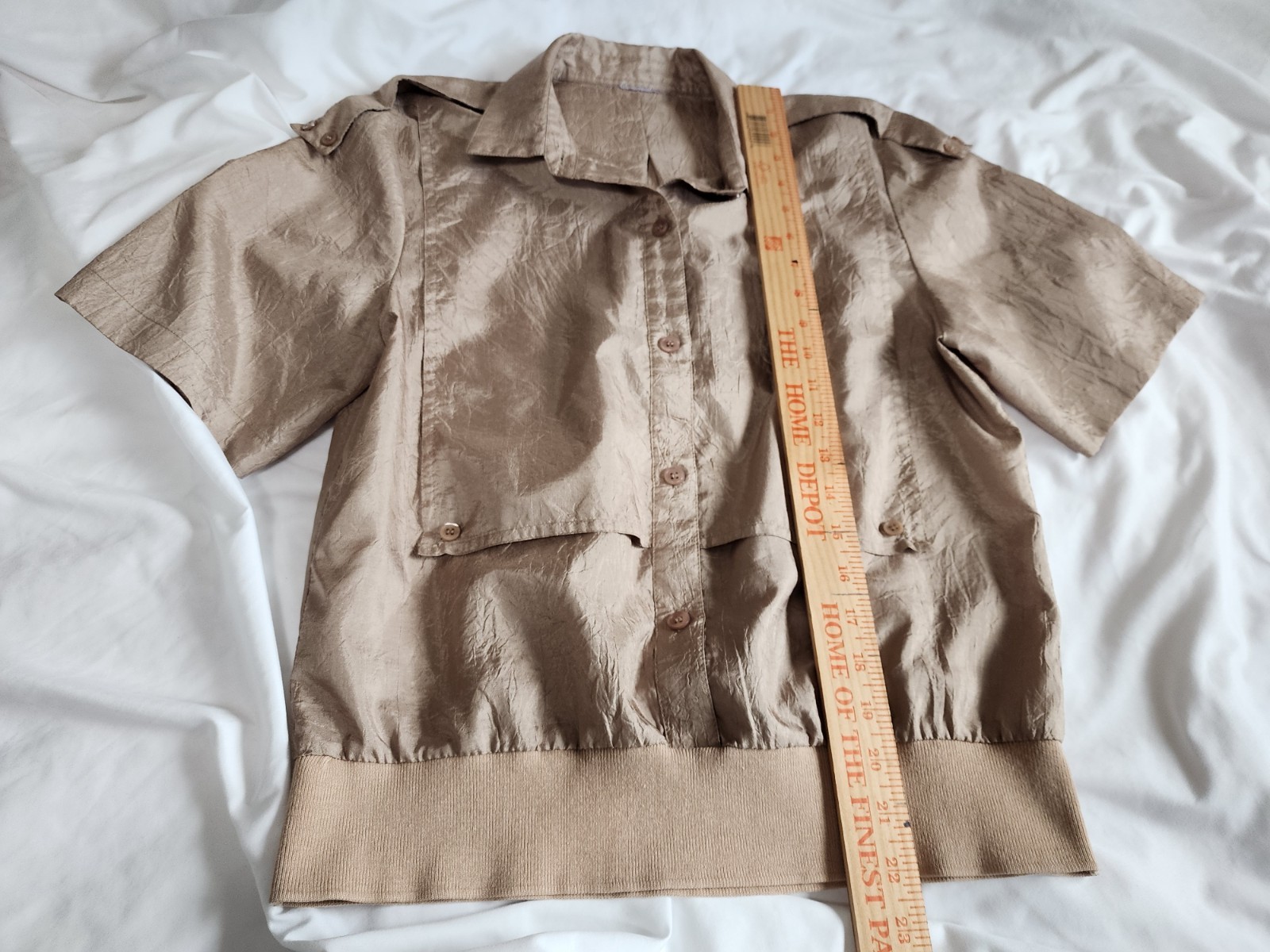 Mixed Lot of Two Ladies Blouses Brown Short Sleeve and Cream Long Sleeve-No Tags