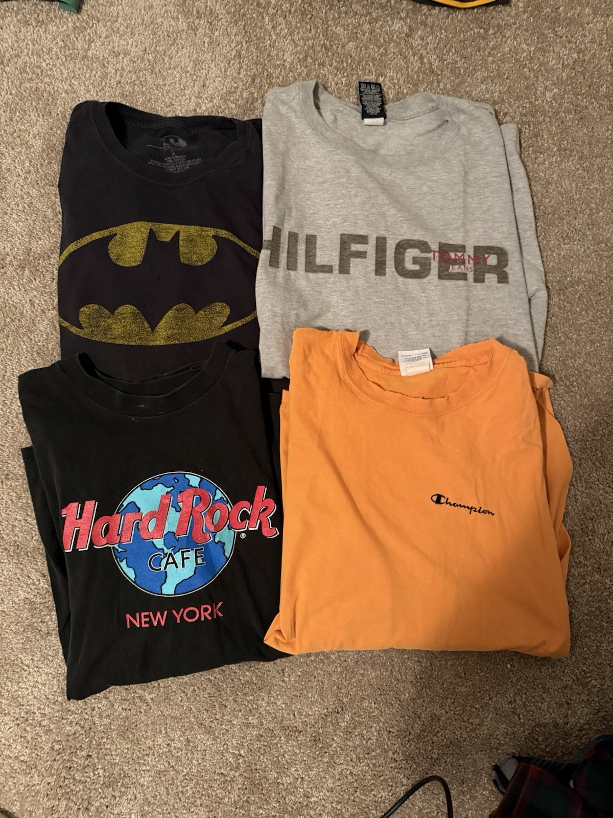 Batman Tommy Hilfiger Hard Rock Cafe Champion Graphic Shirt Bundle Lot Men’s XL