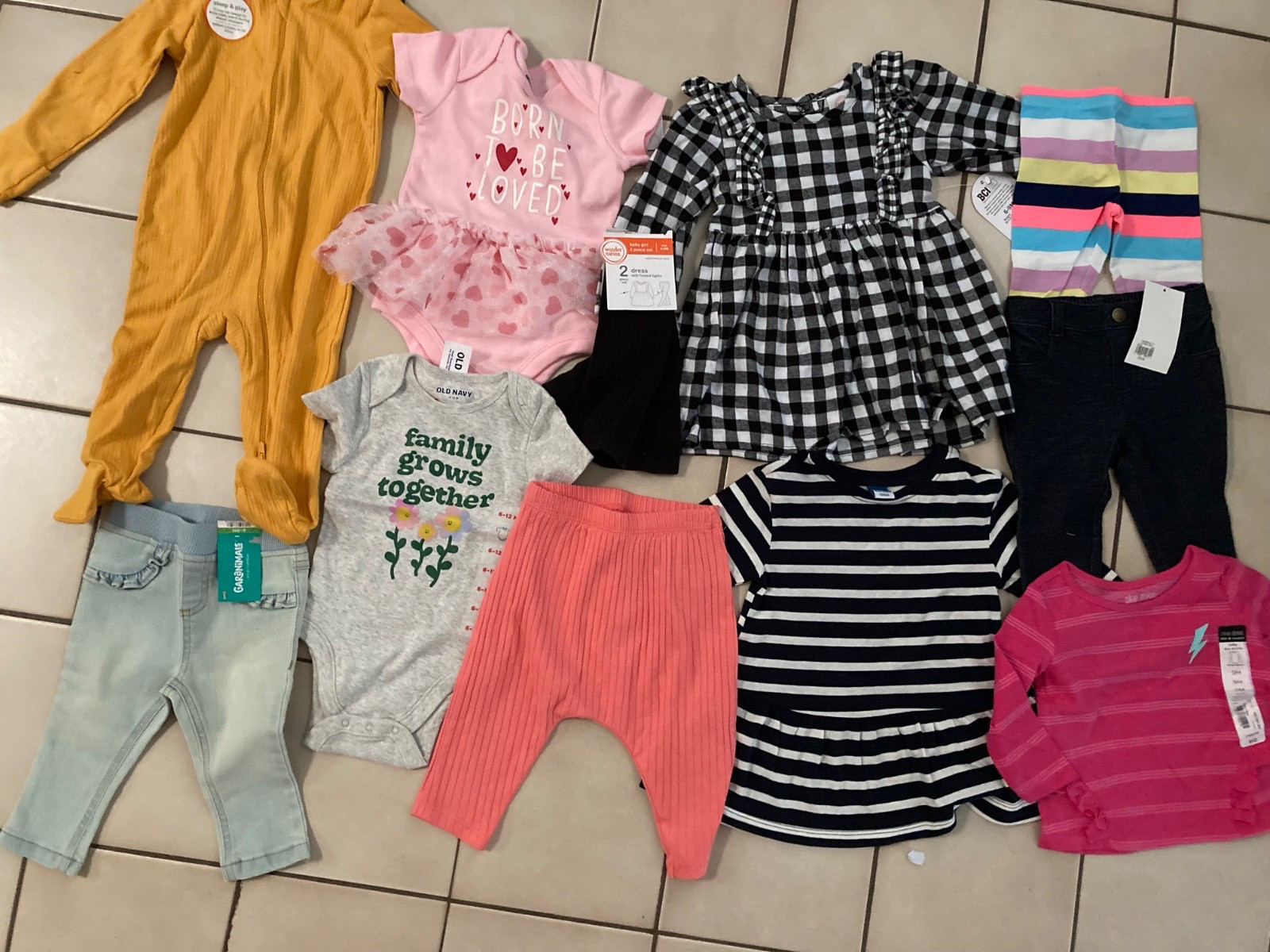 BABY GIRLS 11 piece.Size 6 9 12 Months CLOTHING LOT Wardrobe Outfits ALL NEW!