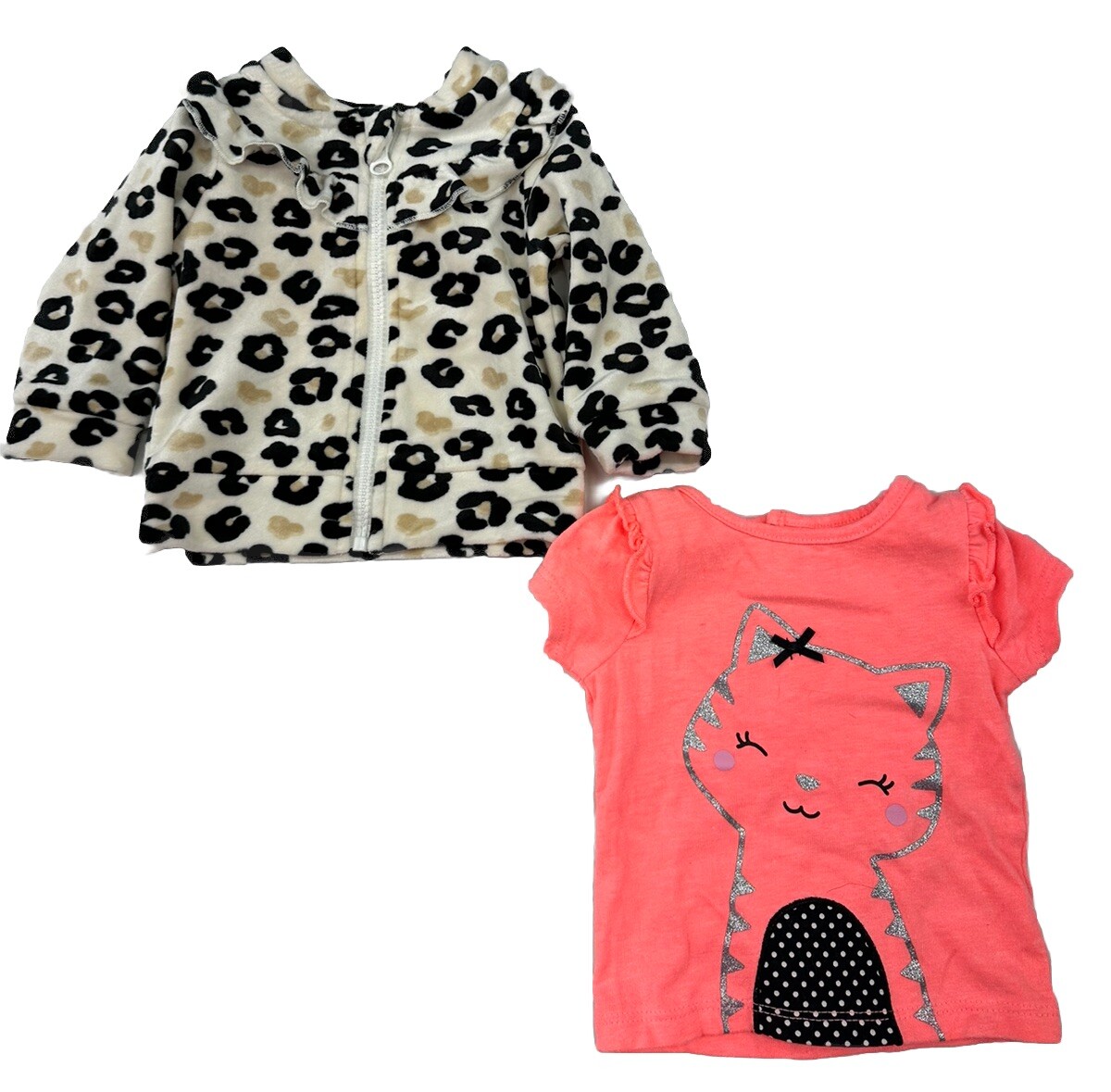 Infant Baby Girls Mixed Lot Of (2) Items Basic Jacket And Tee Shirt Size Newborn